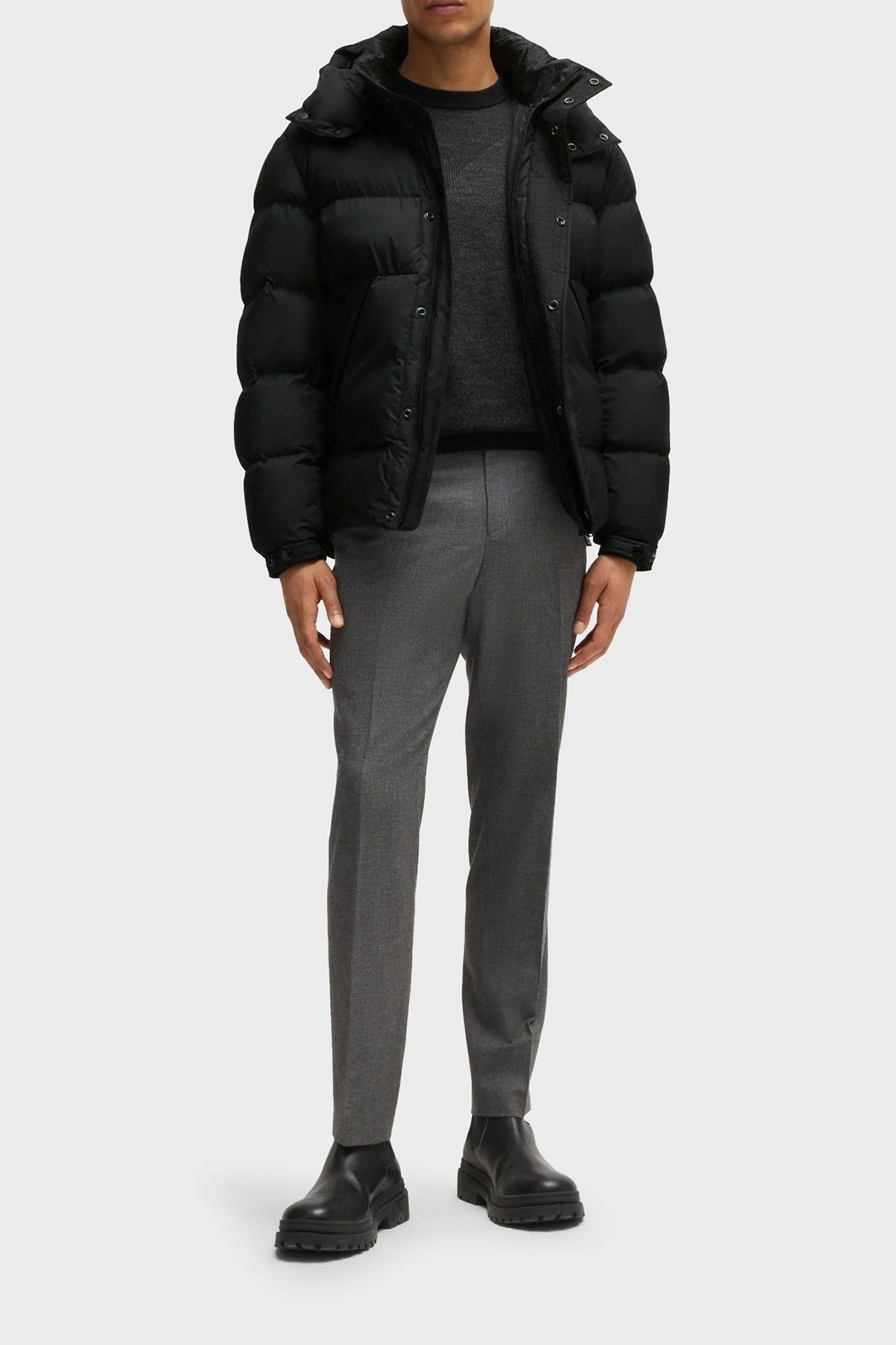 Boss Regular Fit Çıkarılabilir Kapüşonlu Su İtici Şişme Erkek Mont 50525243 001 SİYAH - 2