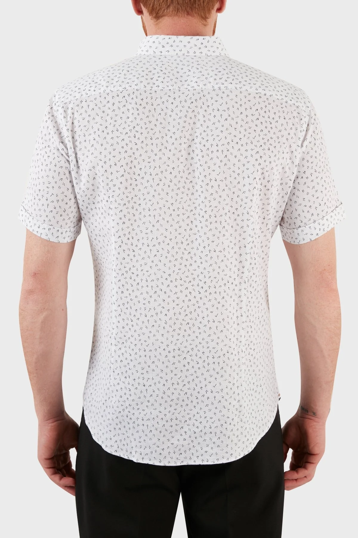 Boss Regular Fit Desenli Keten Erkek Gömlek 50468075 405 BEYAZ - 2