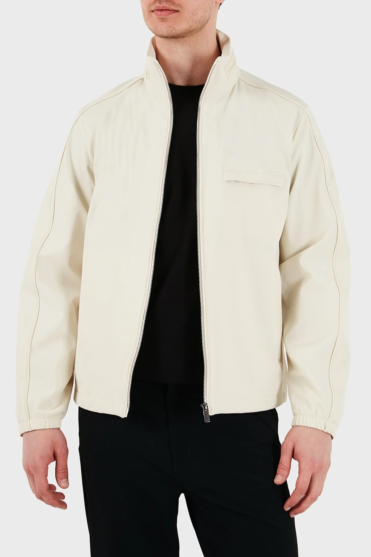 Boss Regular Fit Dik Yaka Fermuarlı Erkek Mont 50554286 131 BEJ - 1