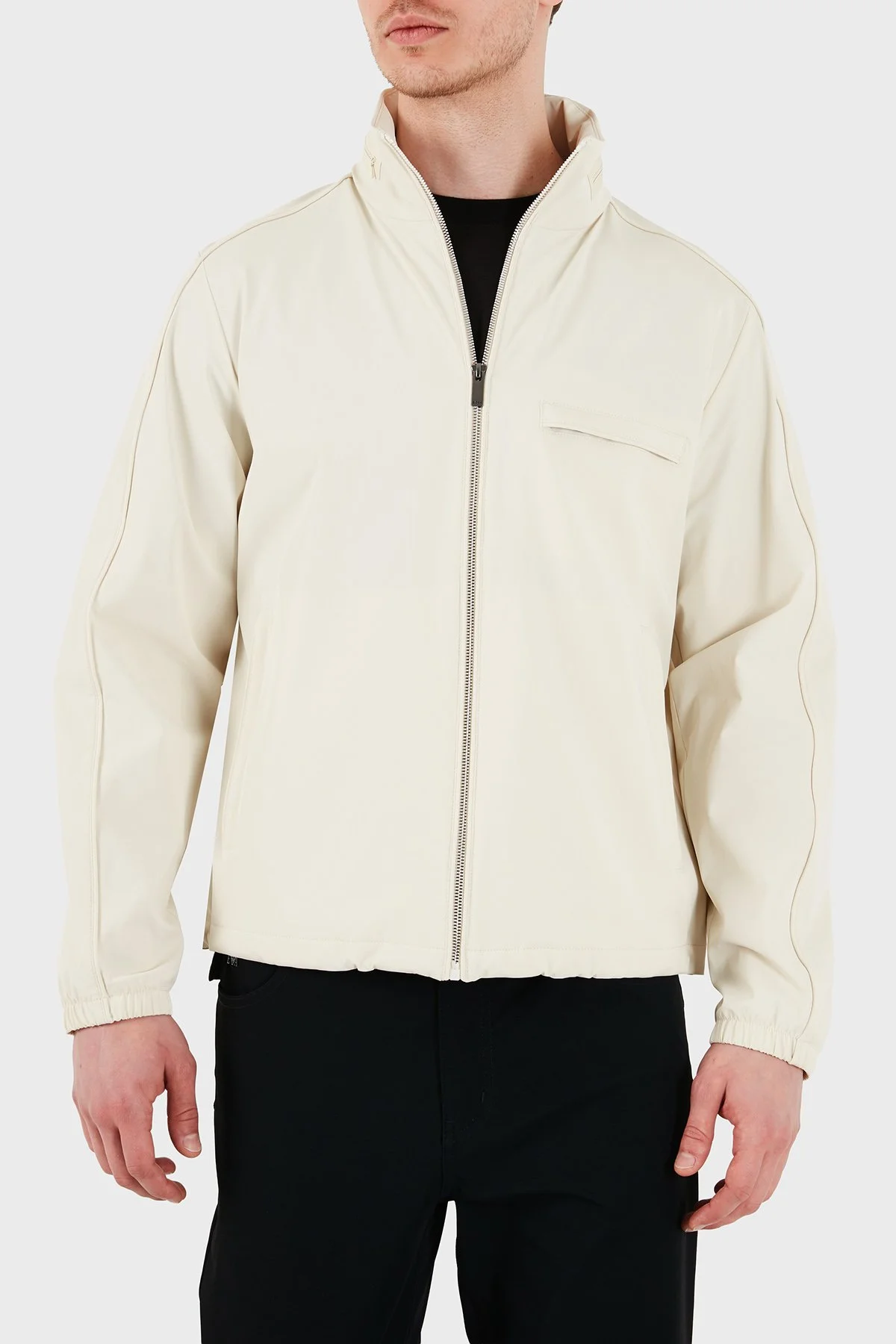 Boss Regular Fit Dik Yaka Fermuarlı Erkek Mont 50554286 131 BEJ - 3