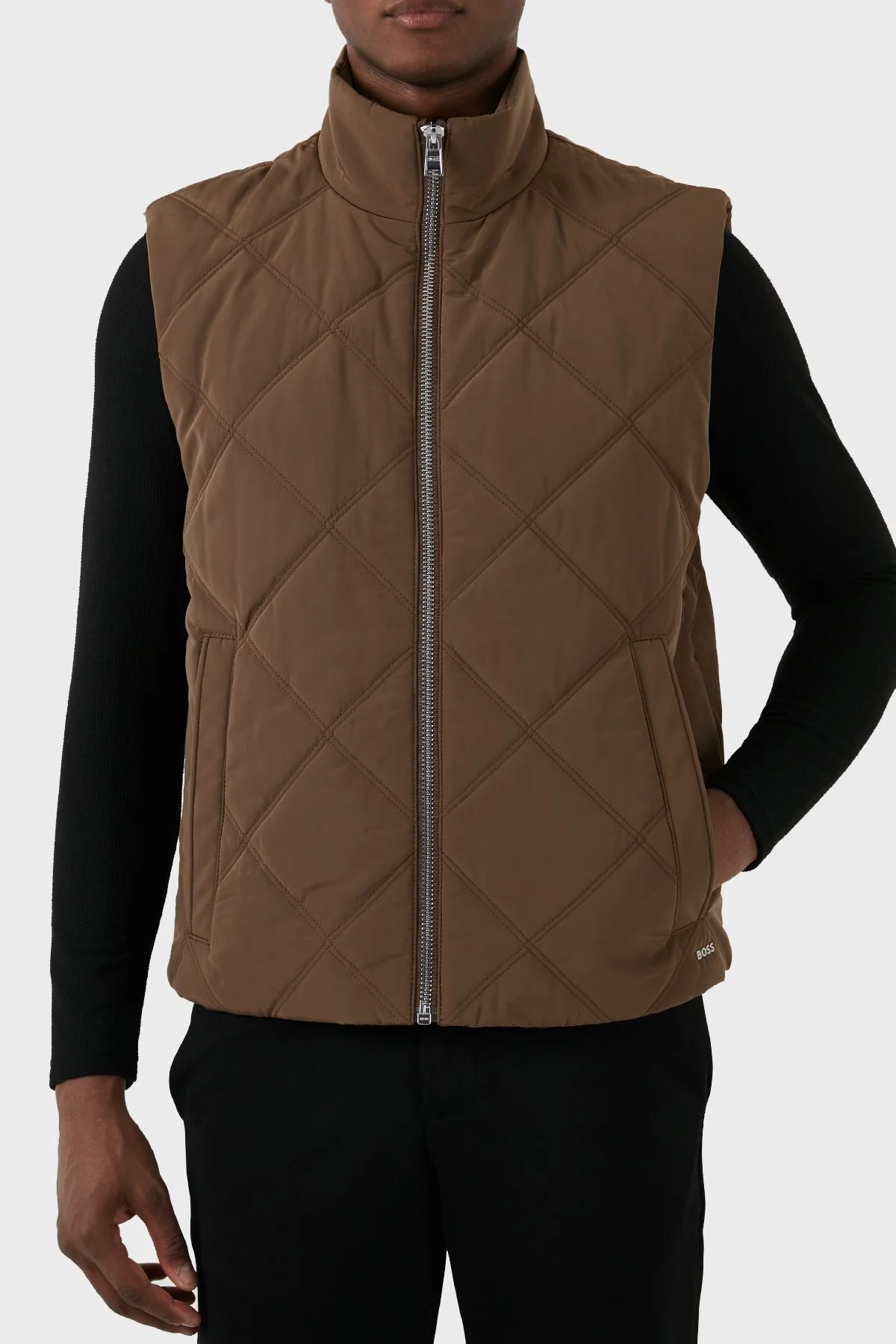 Boss Regular Fit Dik Yaka Kapitone Erkek Yelek 50506356 249 KAHVE - 10