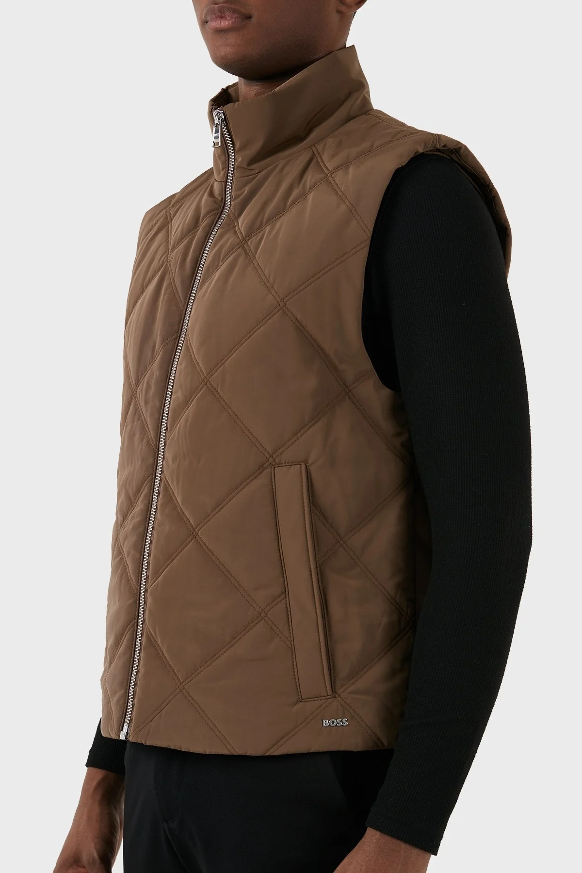 Boss Regular Fit Dik Yaka Kapitone Erkek Yelek 50506356 249 KAHVE - 11