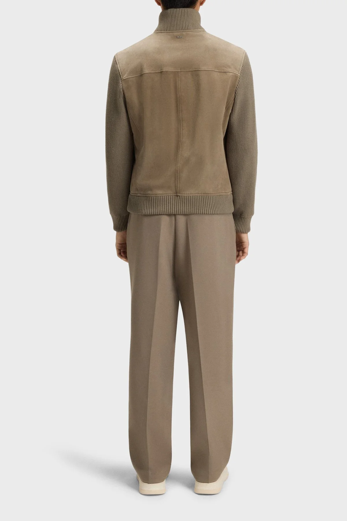 Boss Regular Fit Dik Yaka Pamuk Karışımlı Kollu Süet Erkek Mont 50547673 245 HAKİ - 3