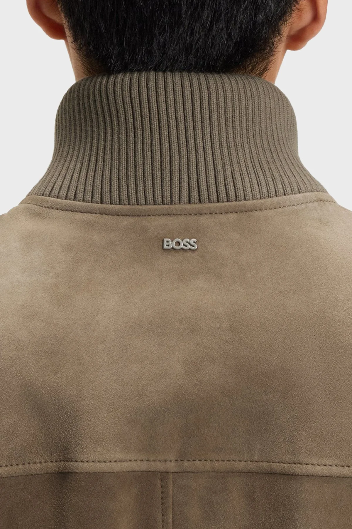 Boss Regular Fit Dik Yaka Pamuk Karışımlı Kollu Süet Erkek Mont 50547673 245 HAKİ - 5