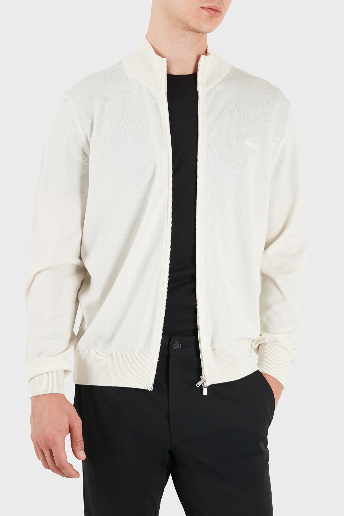 Boss Regular Fit Dik Yaka Yün Erkek Hırka 50571915 118 Bej - 1