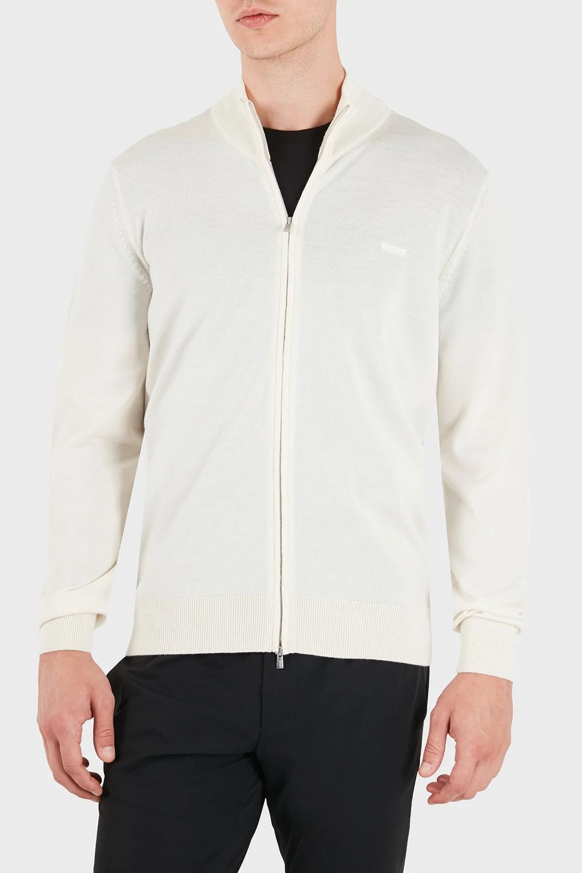 Boss Regular Fit Dik Yaka Yün Erkek Hırka 50571915 118 Bej - 4