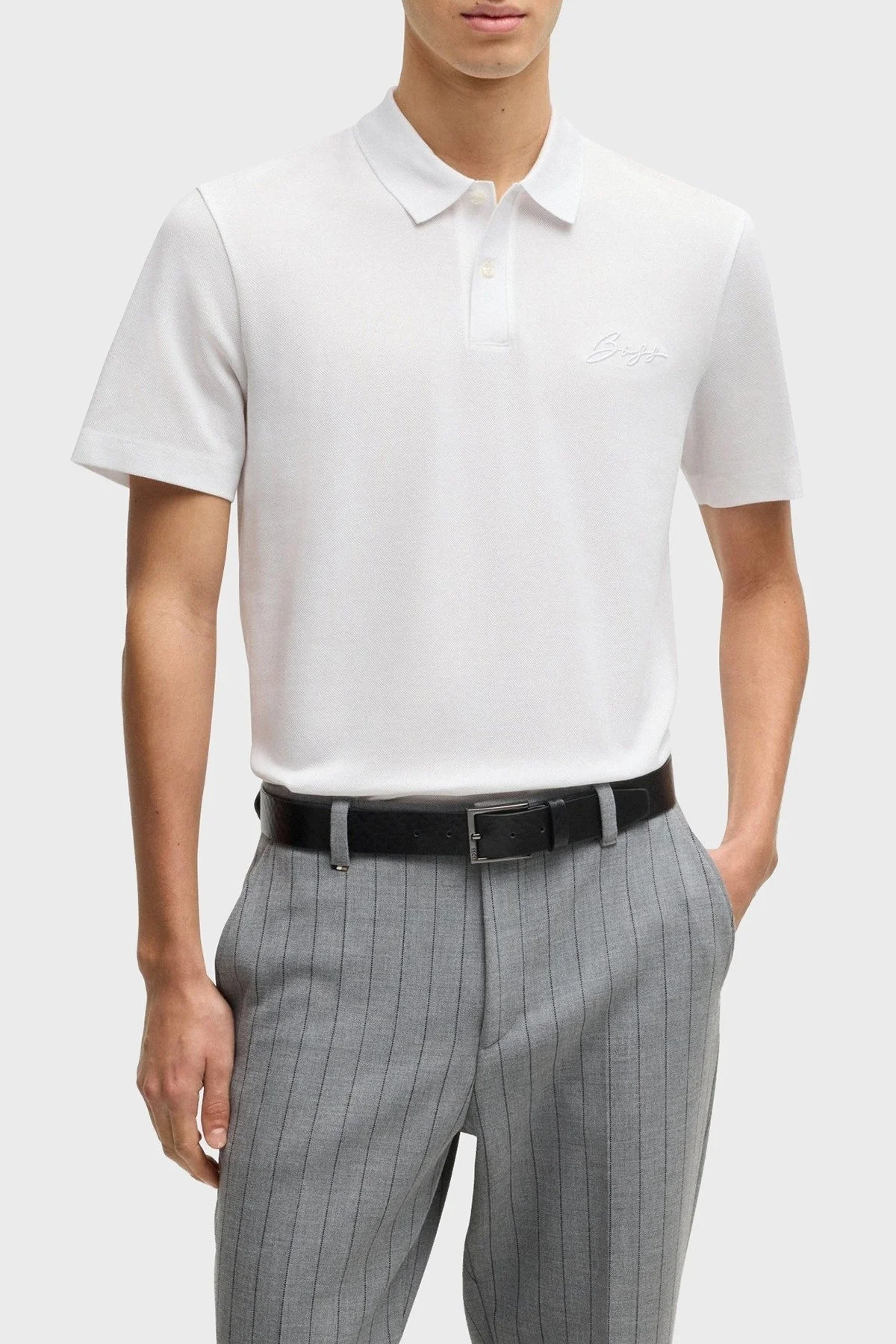 Boss Regular Fit Düğmeli Erkek Polo Yaka T Shirt 50531402 100 BEYAZ - 1