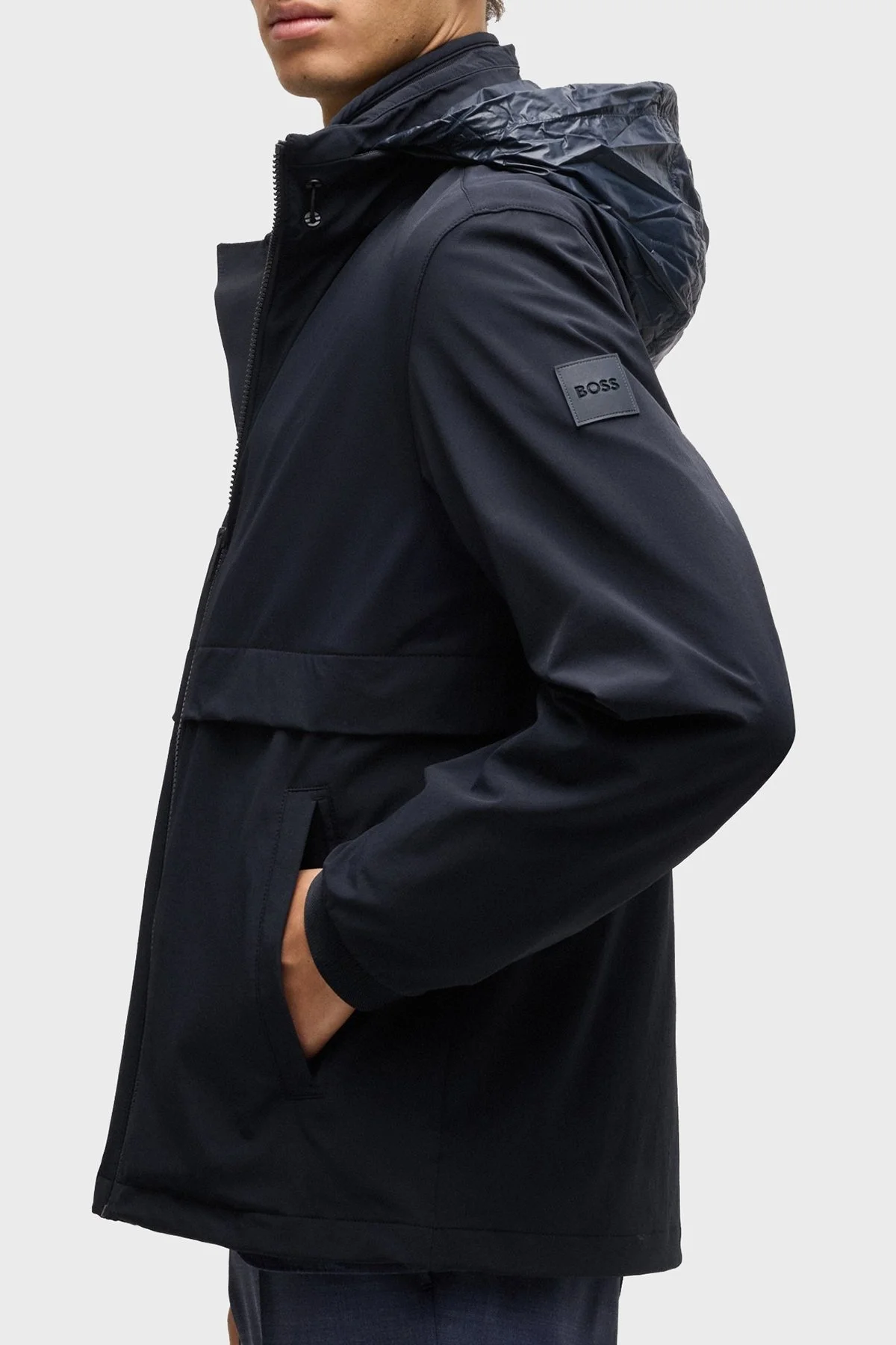 Boss Regular Fit Gizli Kapüşonlu Softshell Erkek Ceket 50528439 404 LACİVERT - 4