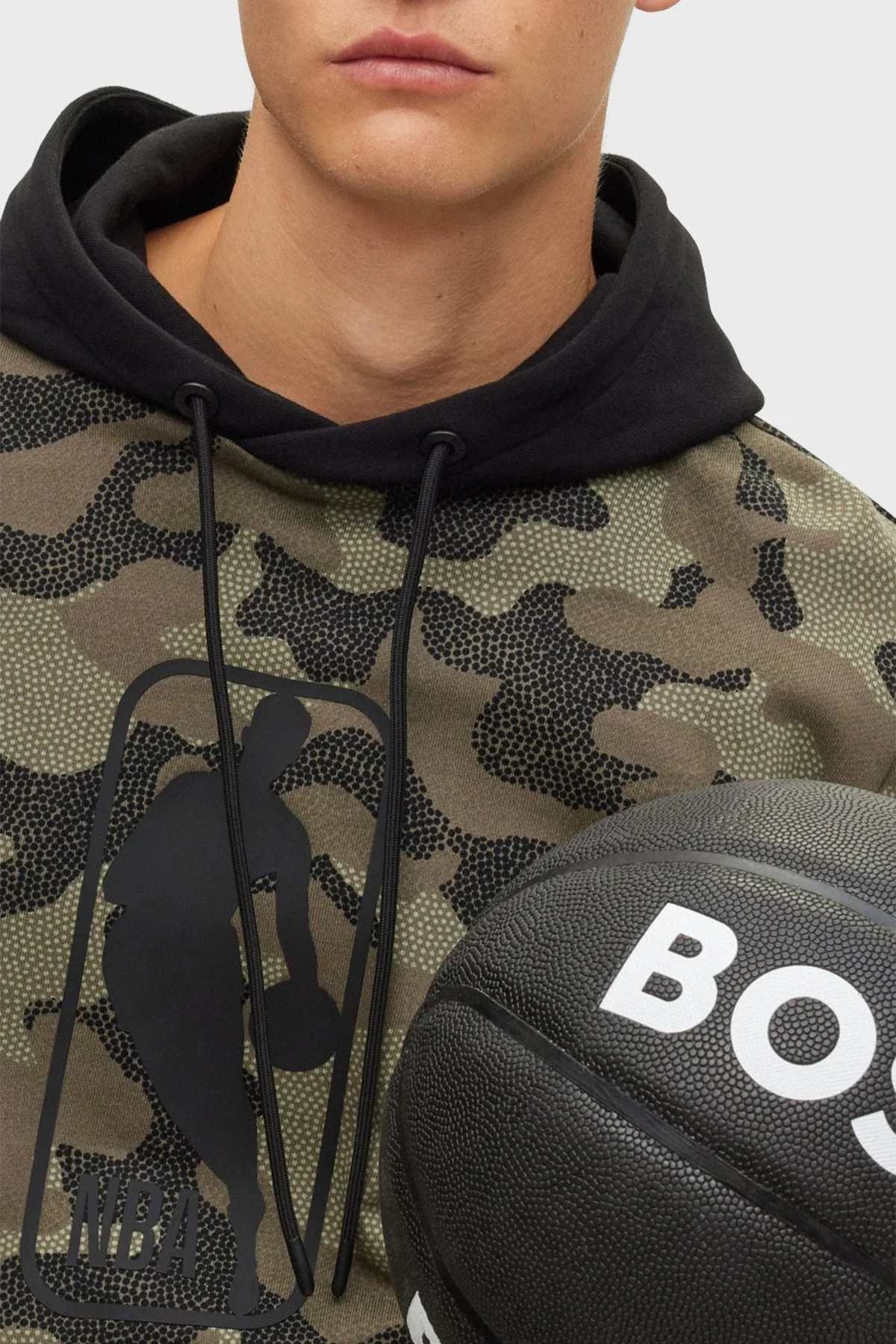 Boss Regular Fit Kamuflaj Desenli Kapüşonlu % 100 Pamuk Erkek Sweat 50477453 344 HAKİ - 4