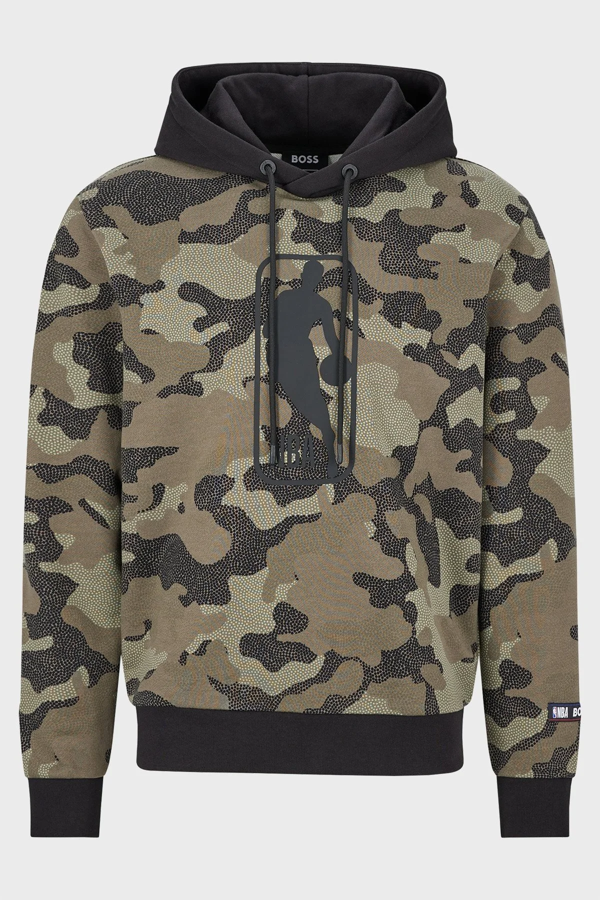 Boss Regular Fit Kamuflaj Desenli Kapüşonlu % 100 Pamuk Erkek Sweat 50477453 344 HAKİ - 5