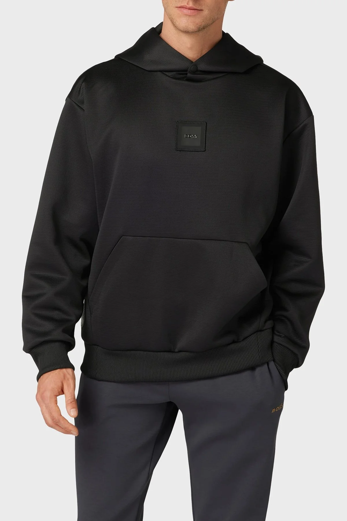 Boss Regular Fit Kanguru Cepli Kapüşonlu Erkek Sweat 50493490 001 SİYAH - 1