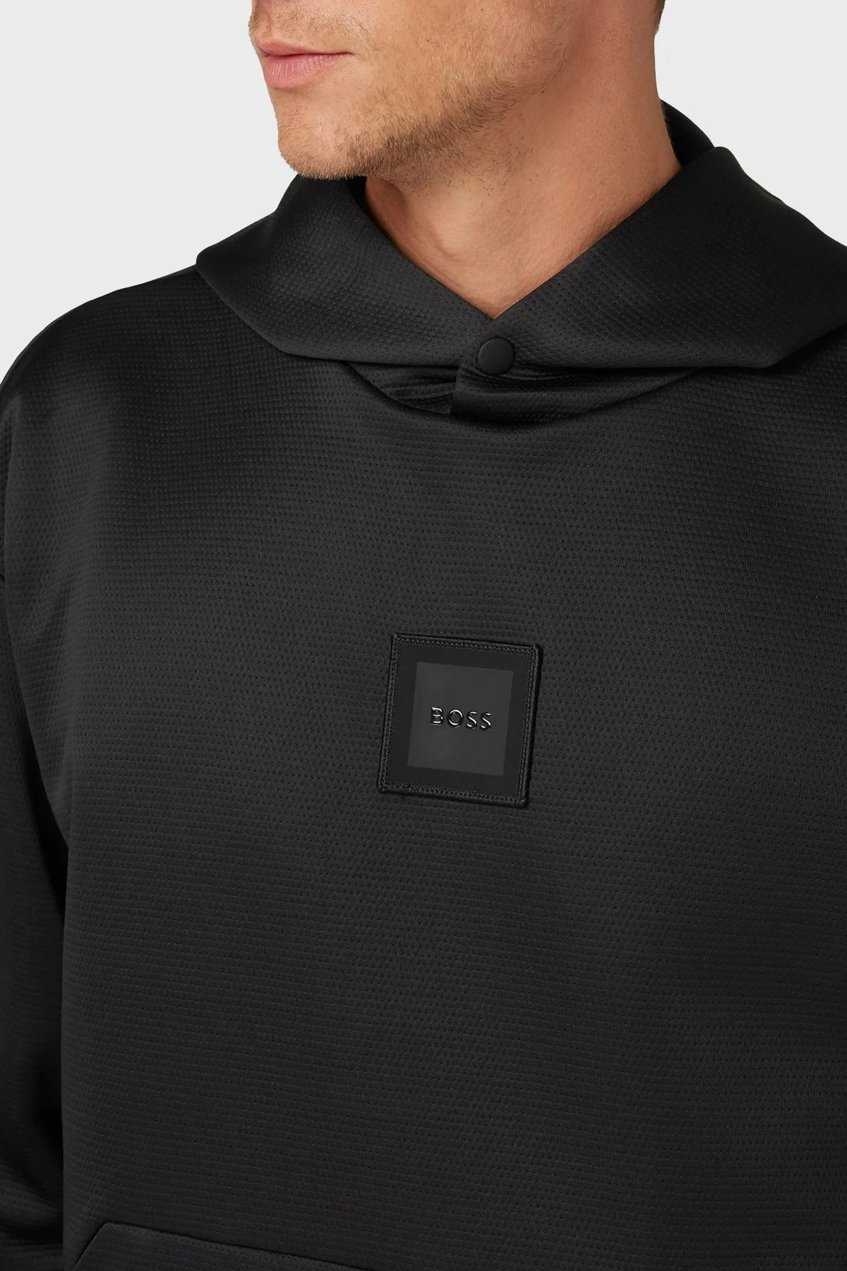 Boss Regular Fit Kanguru Cepli Kapüşonlu Erkek Sweat 50493490 001 SİYAH - 4