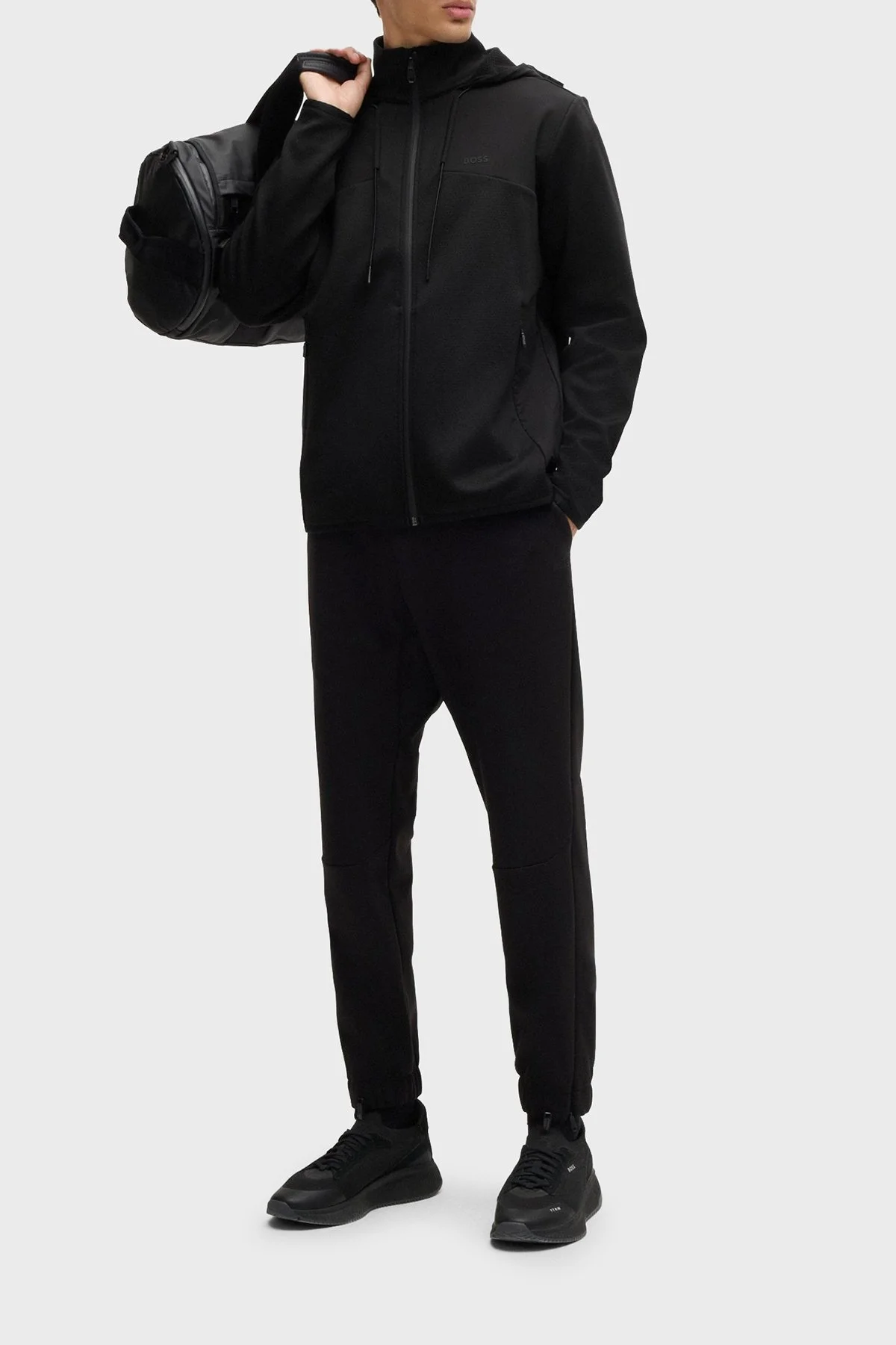 Boss Regular Fit Kapüşonlu Dik Yaka Fermuarlı Erkek Sweat 50523707 001 SİYAH - 2