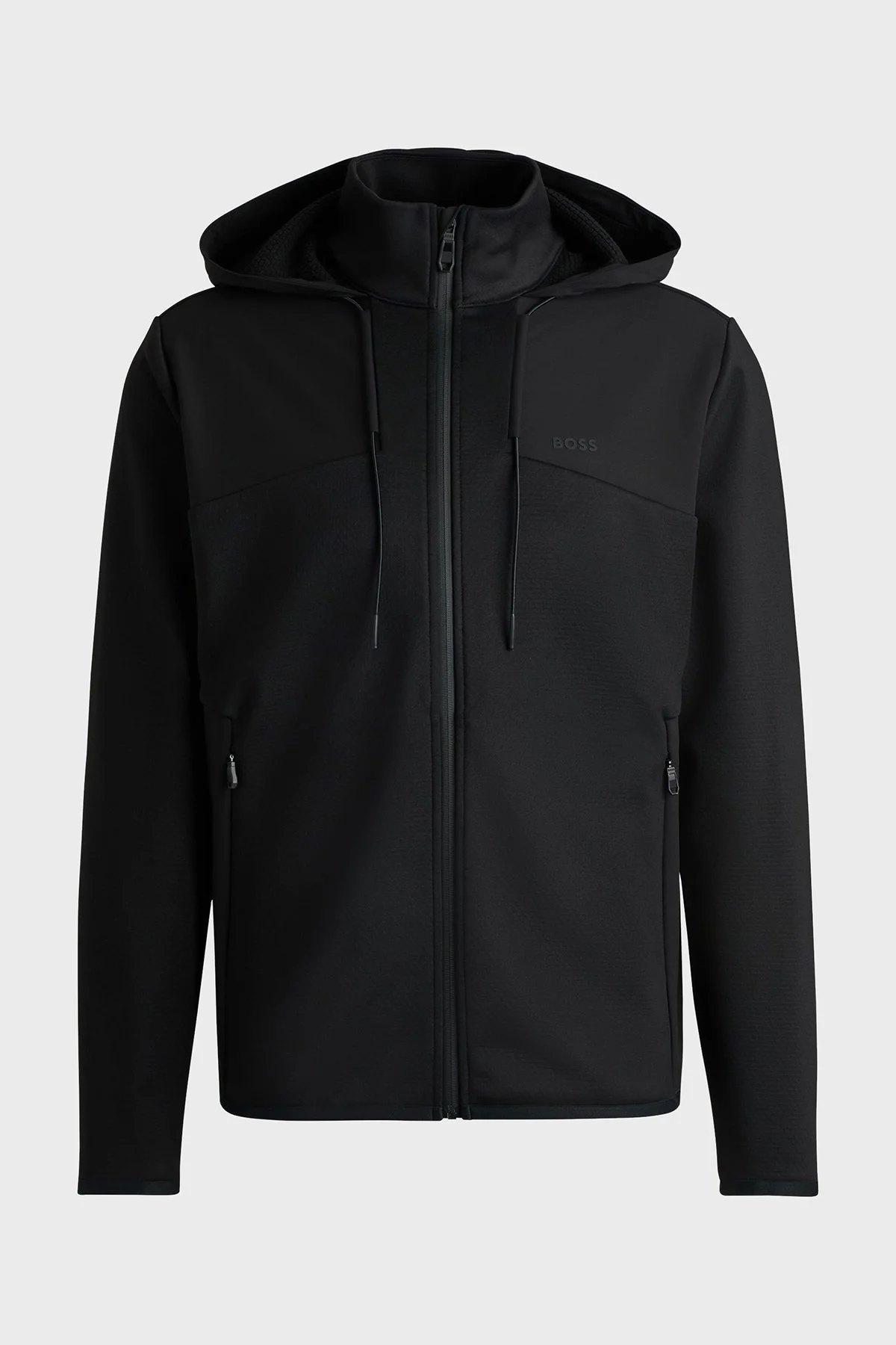 Boss Regular Fit Kapüşonlu Dik Yaka Fermuarlı Erkek Sweat 50523707 001 SİYAH - 5