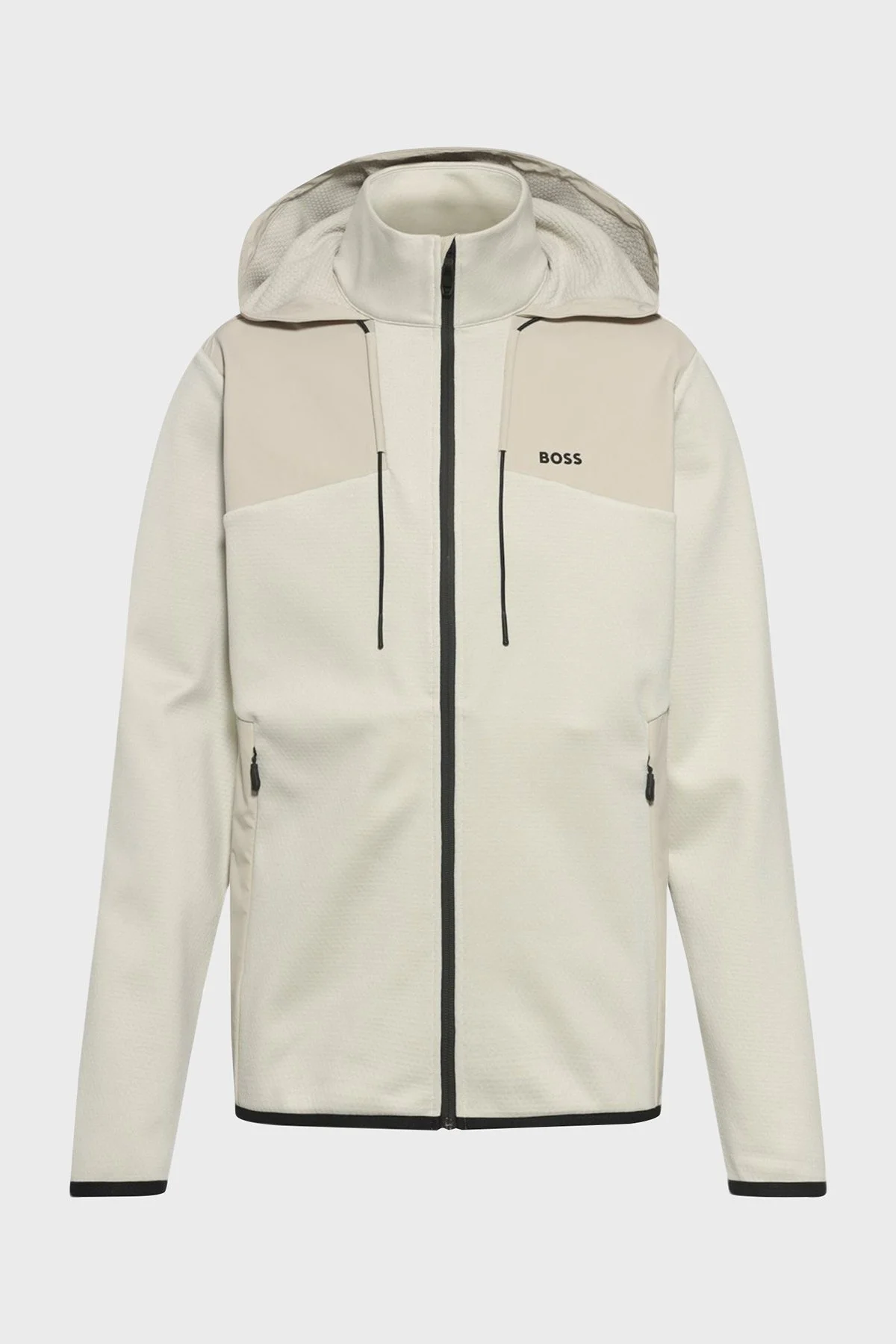 Boss Regular Fit Kapüşonlu Dik Yaka Fermuarlı Erkek Sweat 50523707 271 BEJ - 1