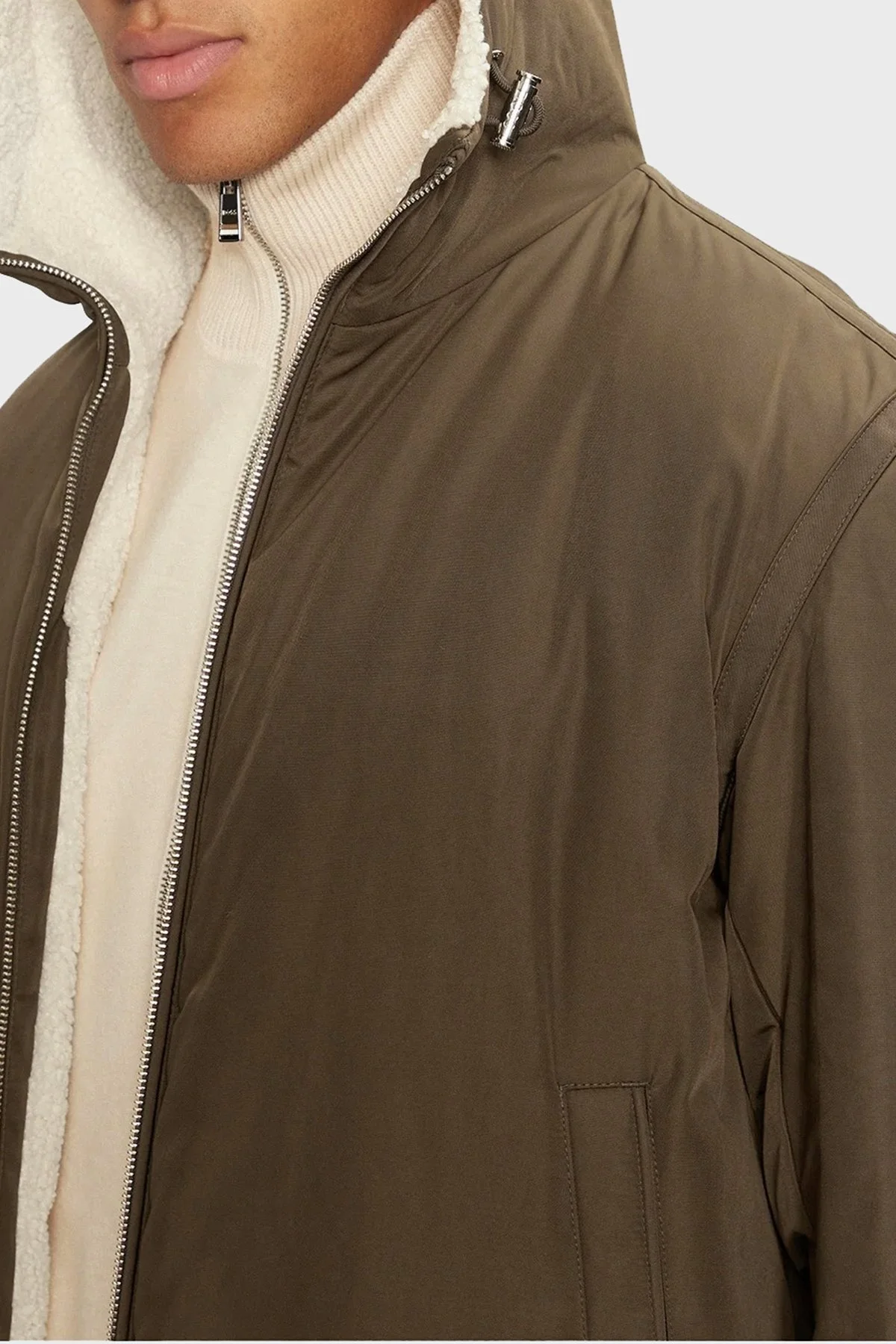 Boss Regular Fit Kapüşonlu Fermuarlı Çift Taraflı Erkek Ceket 50524669 361 HAKİ - 4