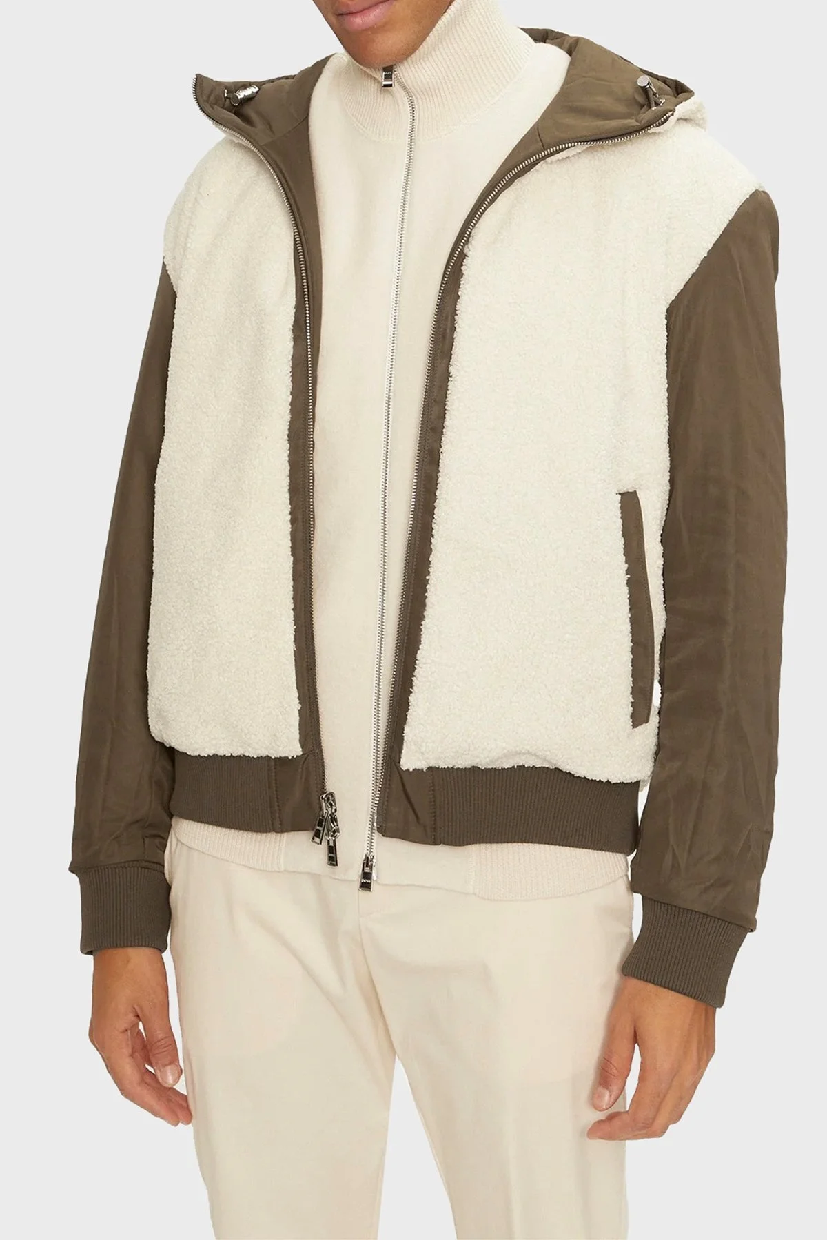 Boss Regular Fit Kapüşonlu Fermuarlı Çift Taraflı Erkek Ceket 50524669 361 HAKİ - 5