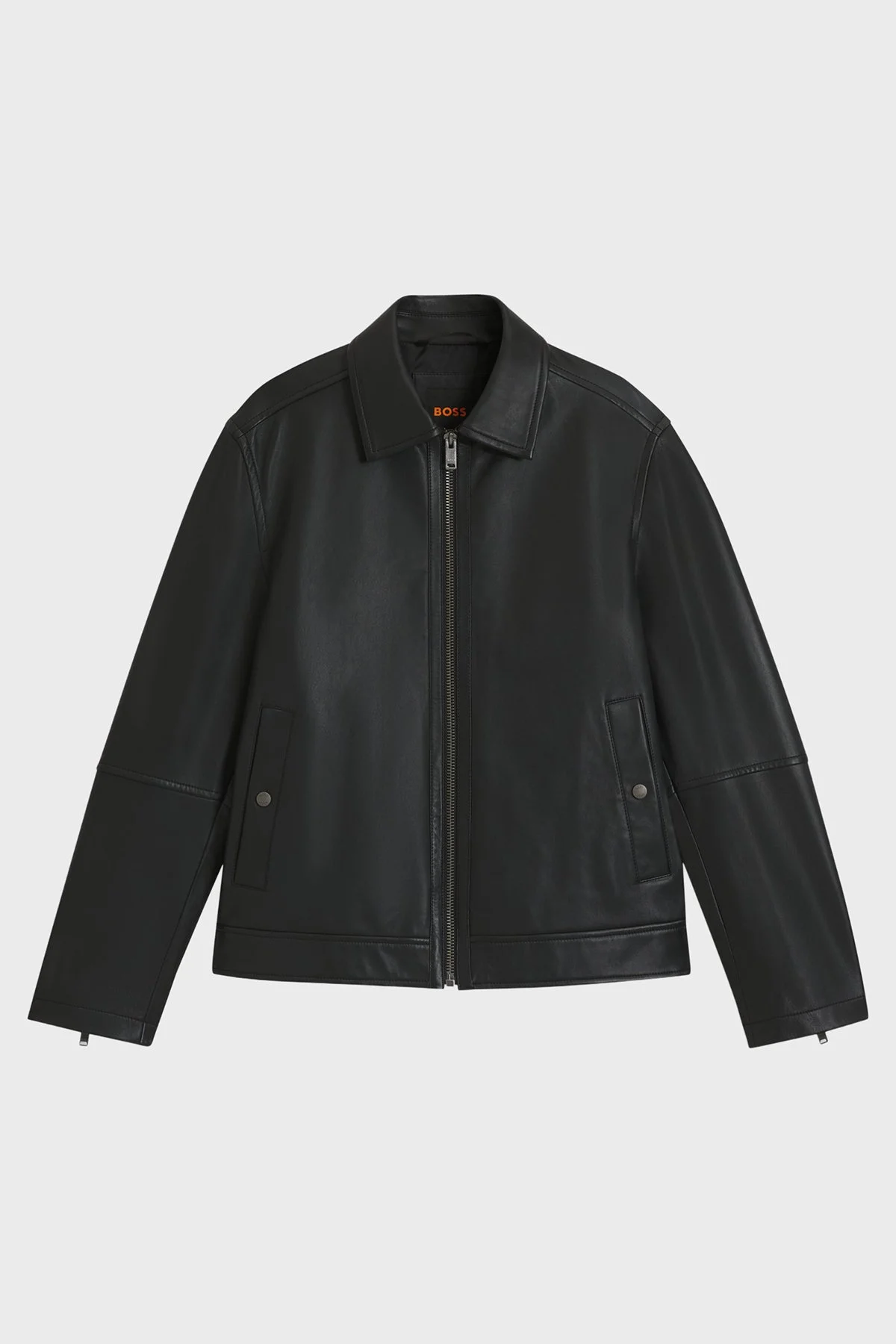 Boss Regular Fit Klasik Yaka Fermuarlı Hakiki Erkek Deri Ceket 50552141 001 SİYAH - 6