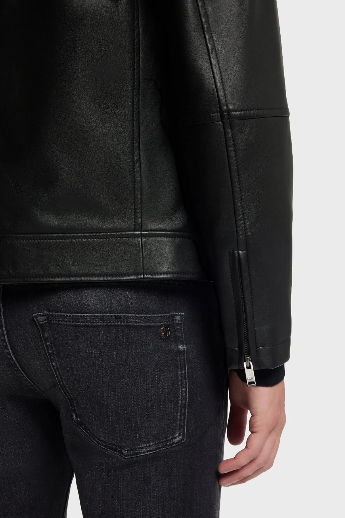 Boss Regular Fit Klasik Yaka Fermuarlı Hakiki Erkek Deri Ceket 50552141 001 SİYAH - 5
