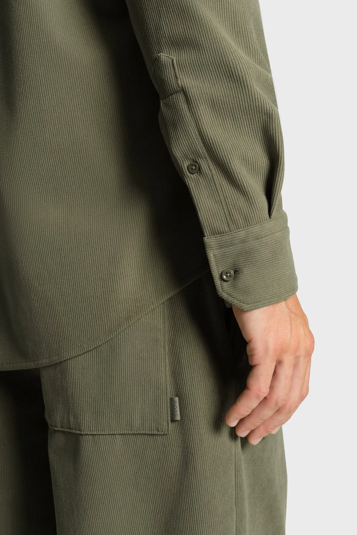 Boss Regular Fit Klasik Yaka Uzun Kollu Kadife Erkek Gömlek 50550679 245 HAKİ - 5