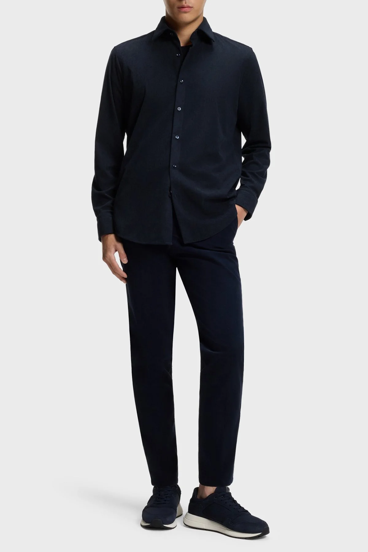 Boss Regular Fit Klasik Yaka Uzun Kollu Kadife Erkek Gömlek 50550679 404 LACİVERT - 2