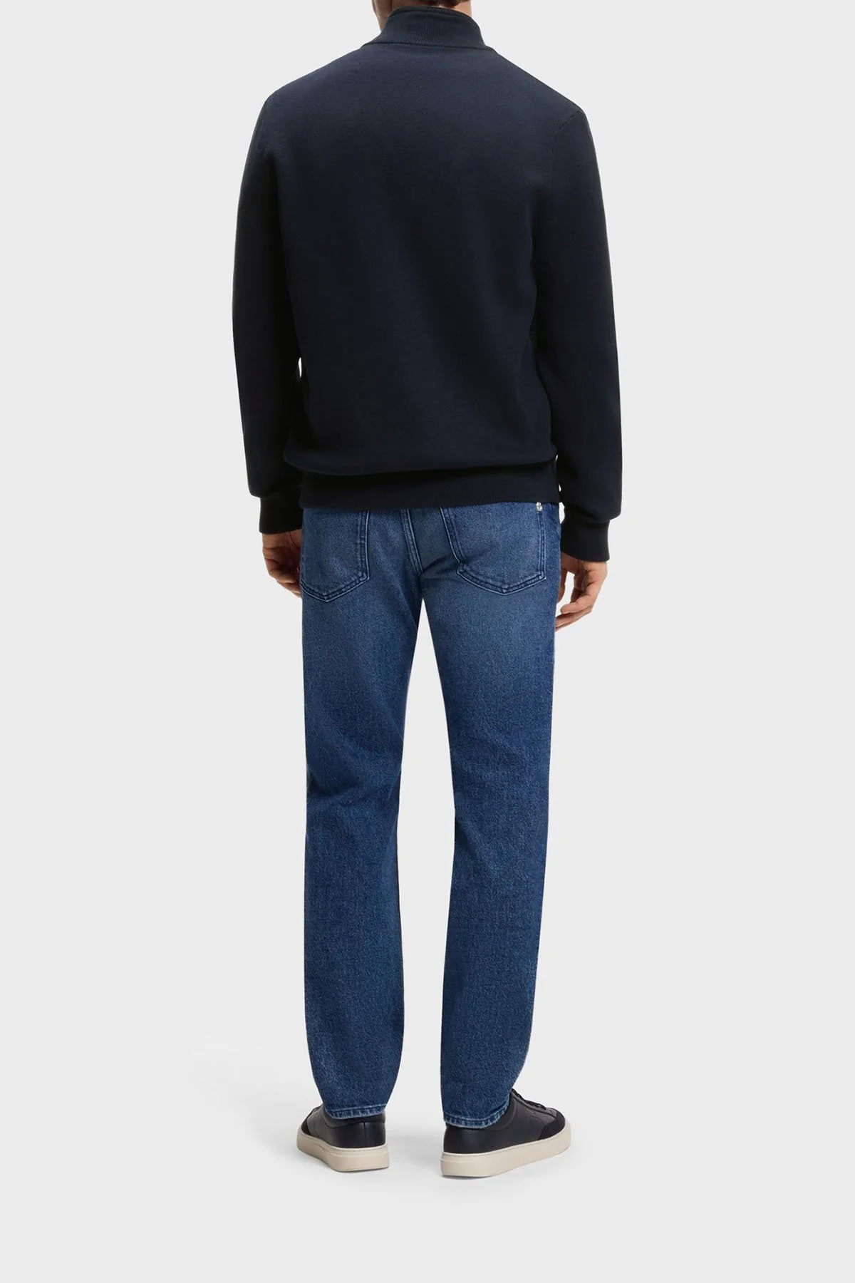 Boss Regular Fit Kolej Yaka Fermuarlı Erkek Hırka 50565508 404 Lacivert - 3