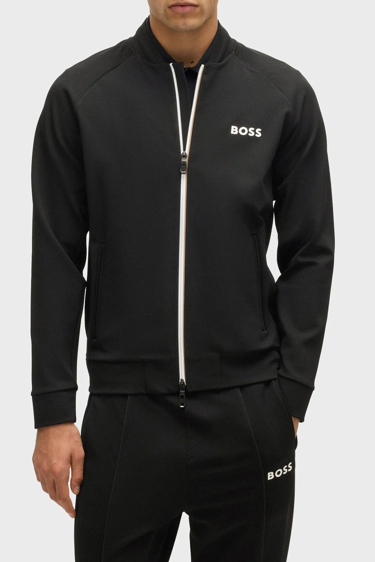 Boss Regular Fit Kolej Yaka Fermuarlı Logolu Erkek Sweat 50530732 001 SİYAH - 1