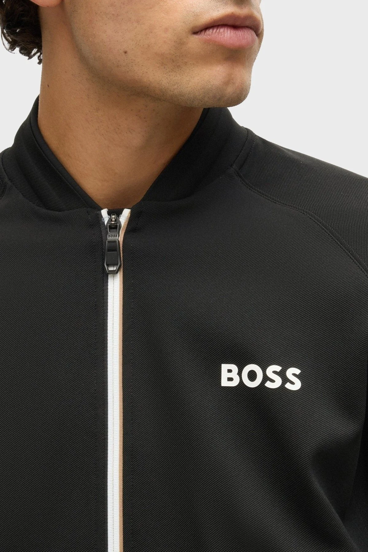 Boss Regular Fit Kolej Yaka Fermuarlı Logolu Erkek Sweat 50530732 001 SİYAH - 4