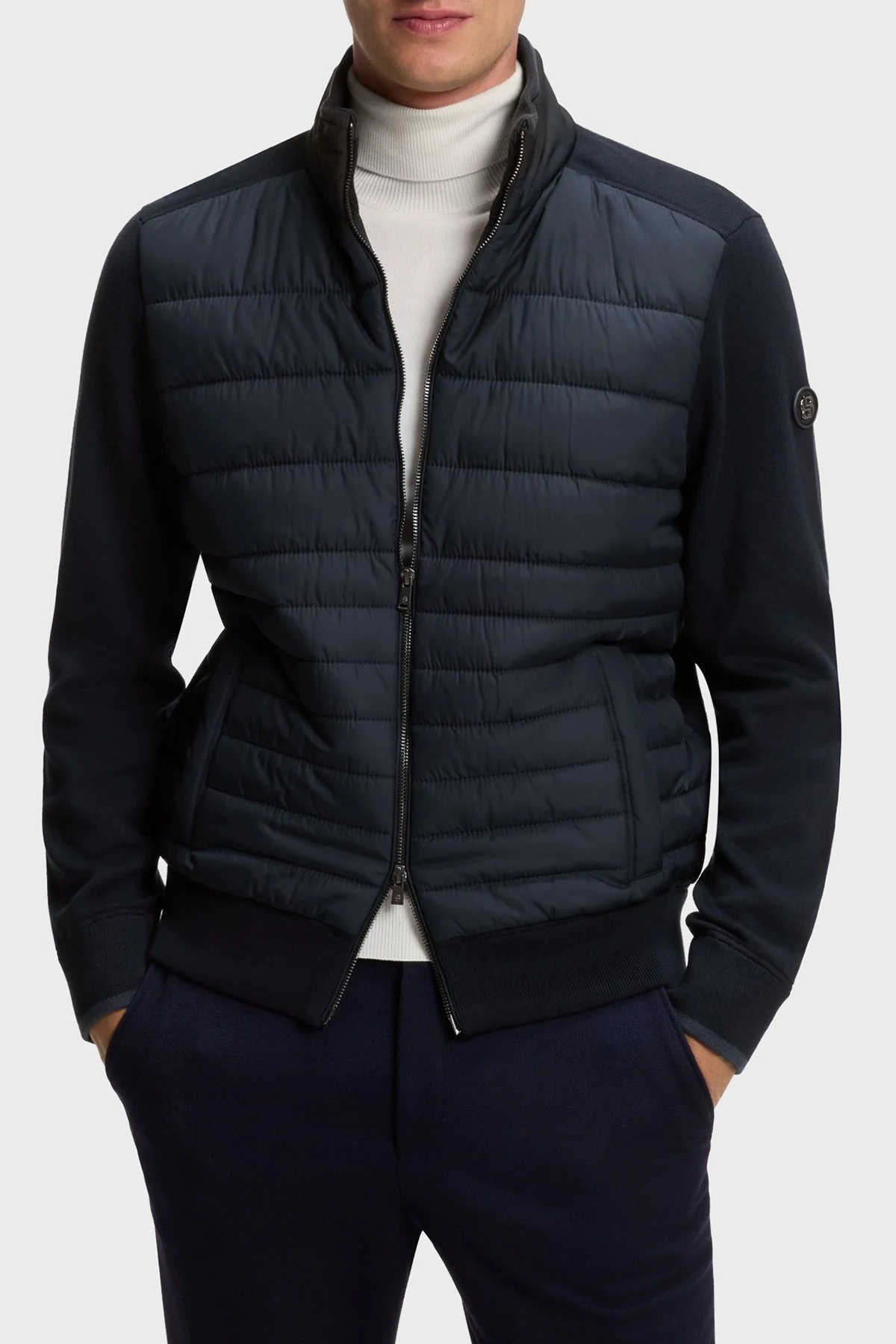 Boss Regular Fit Pamuk Ve Yün Karışımlı Dik Yaka Erkek Ceket 50570636 404 Lacivert - 1