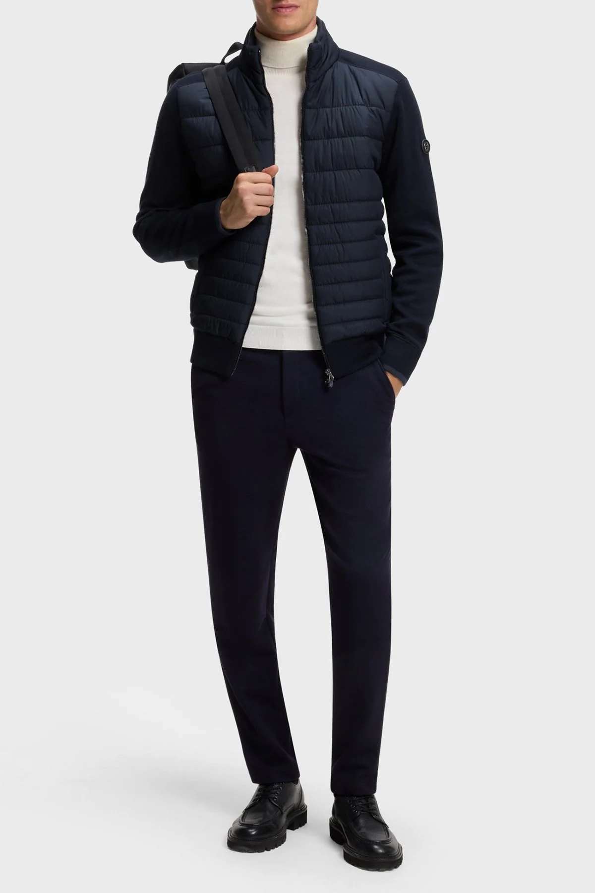Boss Regular Fit Pamuk Ve Yün Karışımlı Dik Yaka Erkek Ceket 50570636 404 Lacivert - 3