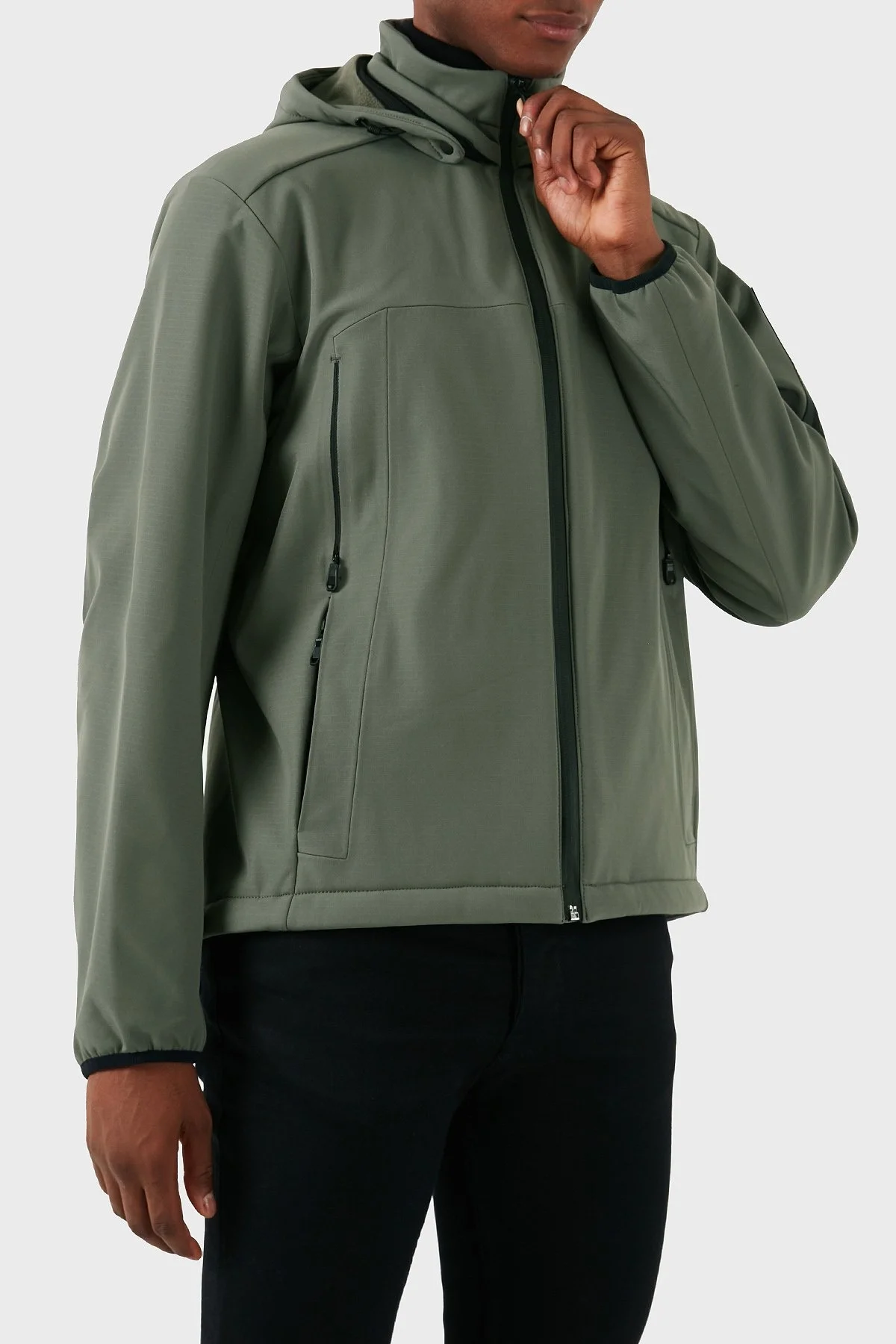 Boss Regular Fit Su Geçirmez Çıkarılabilir Kapüşonlu Soft Shel Erkek Mont 50515100 056 HAKİ - 2