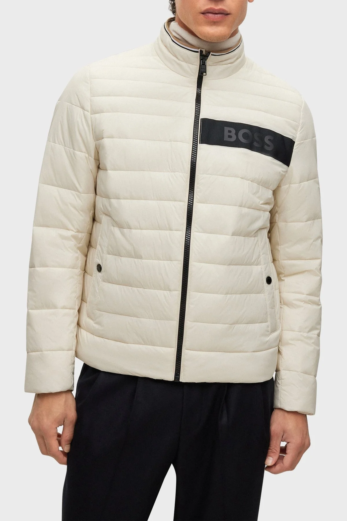 Boss Regular Fit Su Tutmaz Logo Baskılı Şişme Erkek Mont 50464308 131 BEJ - 1