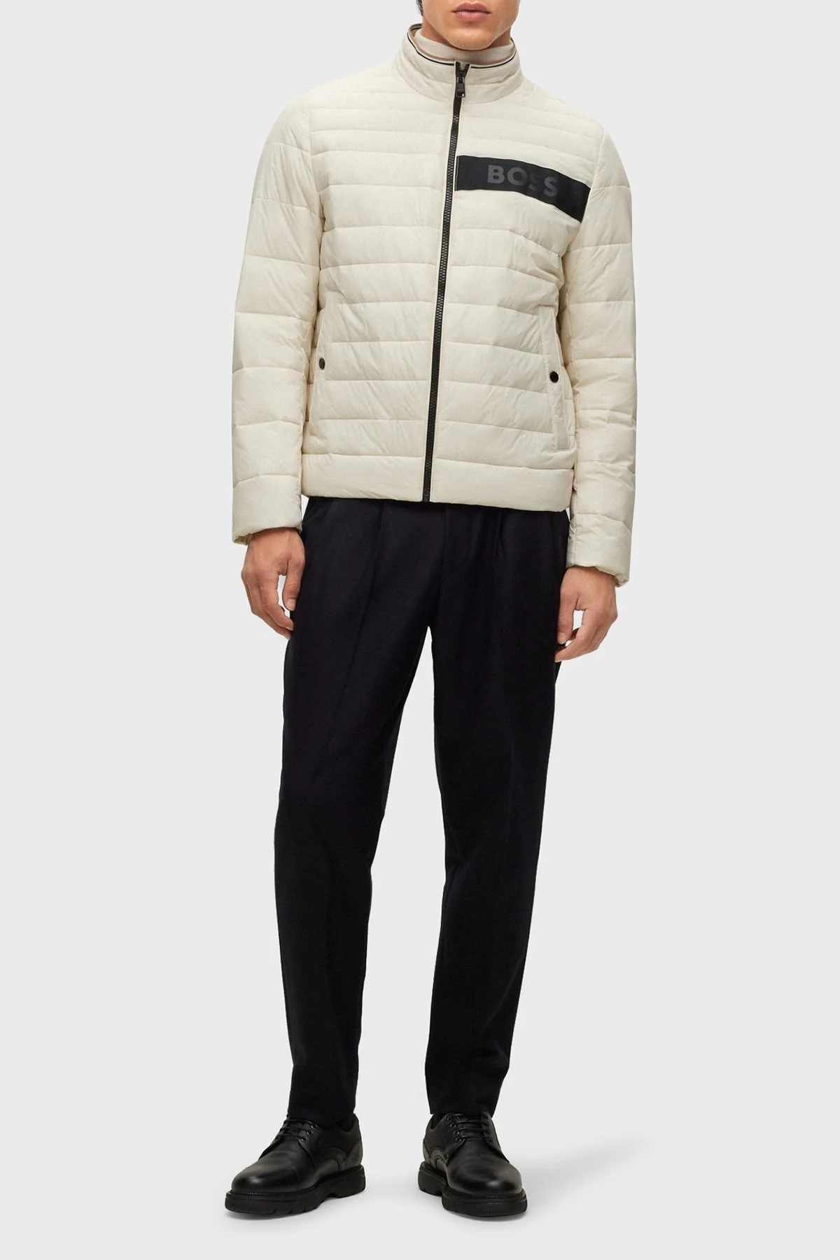 Boss Regular Fit Su Tutmaz Logo Baskılı Şişme Erkek Mont 50464308 131 BEJ - 2