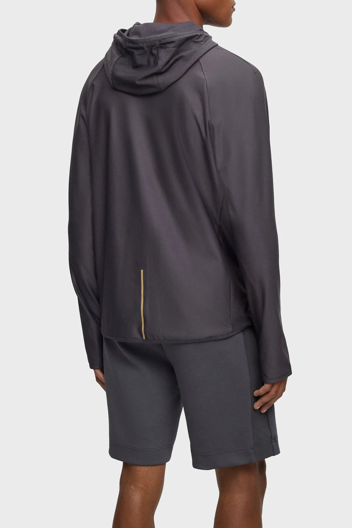 Boss Regular Fit Yansıtıcı Desenli Aktif Streç Fermuarlı Kapüşonlu Erkek Sweat 50493465 027 KOYU GRİ - 3