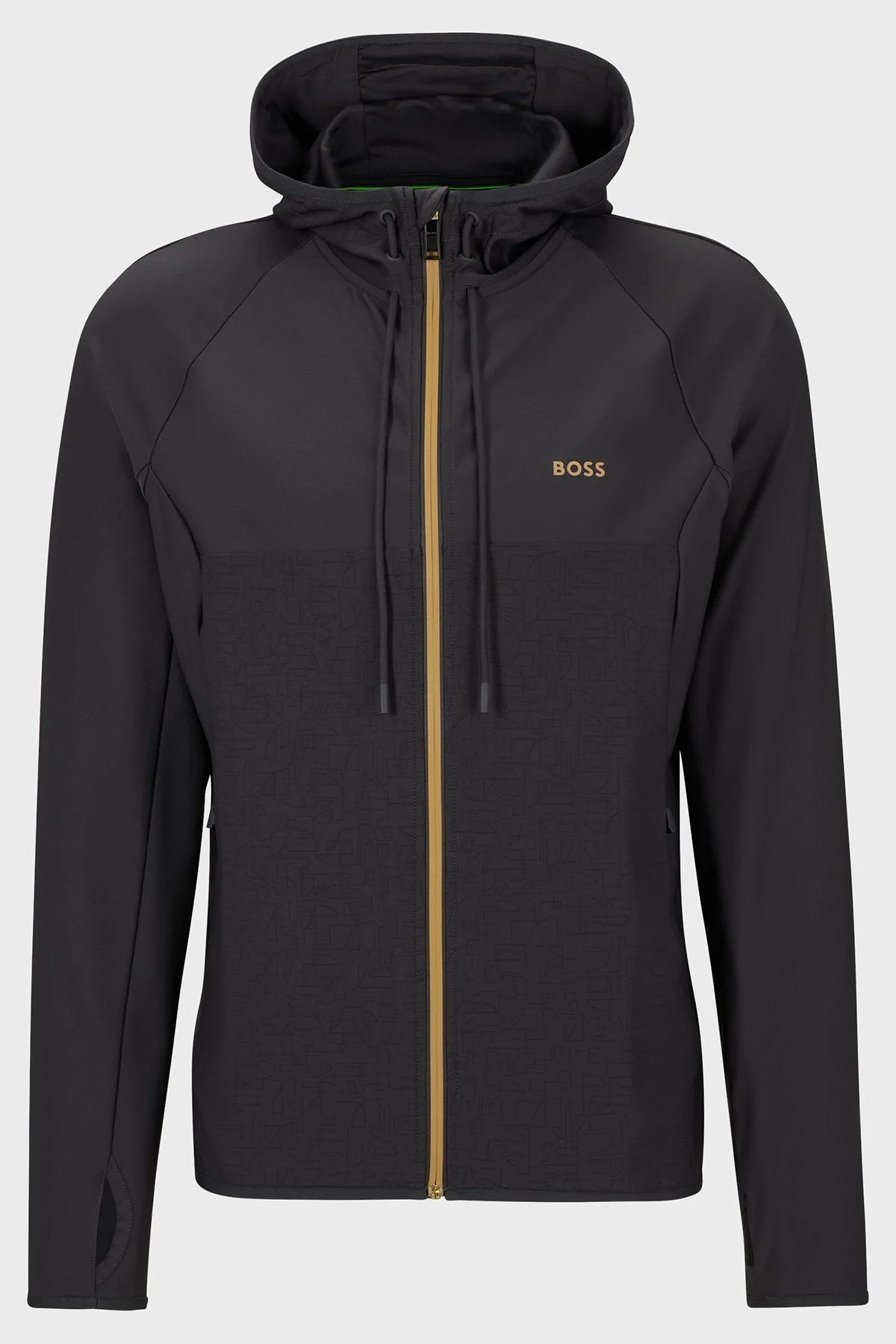 Boss Regular Fit Yansıtıcı Desenli Aktif Streç Fermuarlı Kapüşonlu Erkek Sweat 50493465 027 KOYU GRİ - 5