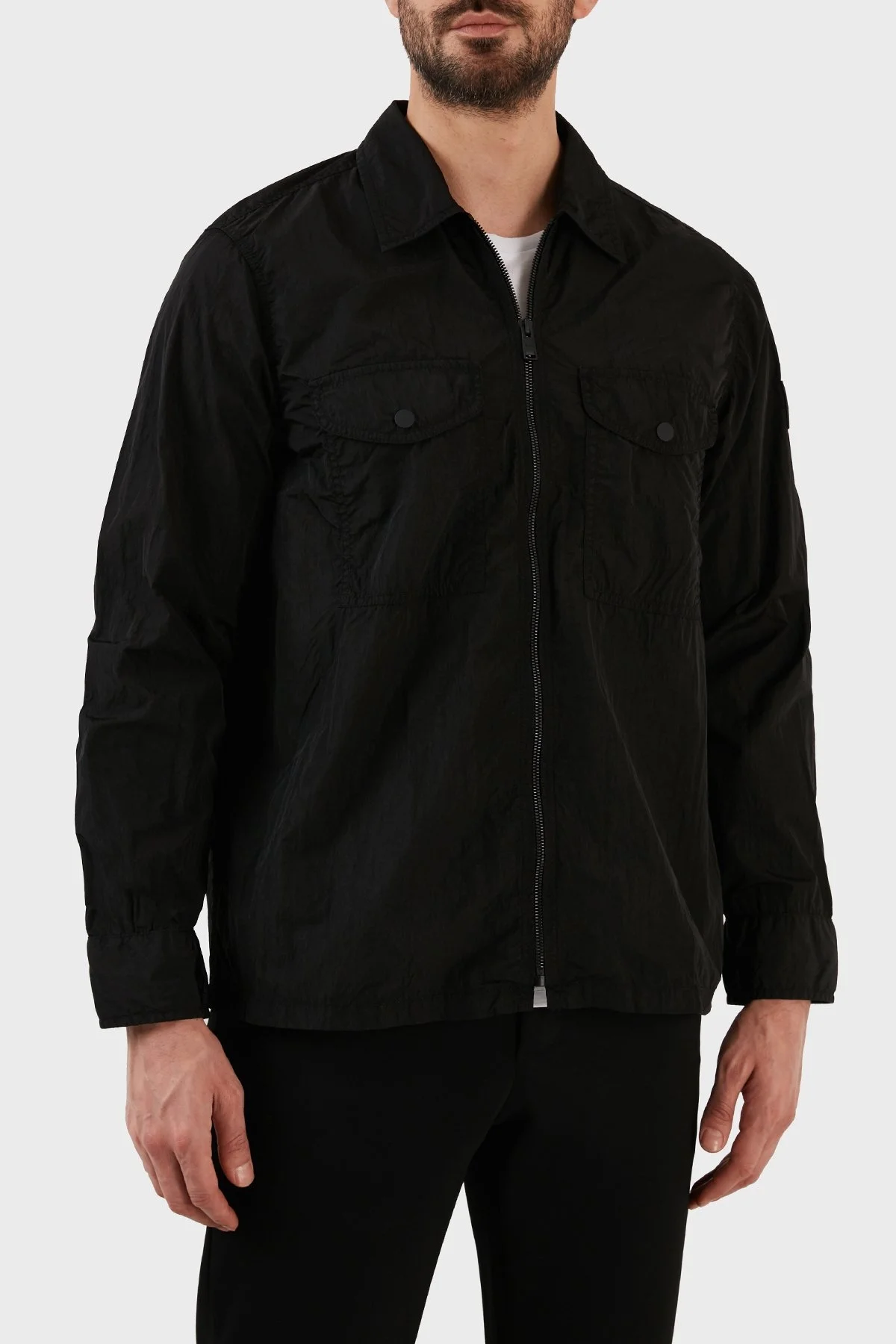 Boss Relaxed Fit Çift Cepli Fermuarlı Erkek Gömlek Ceket 50484624 001 SİYAH - 2