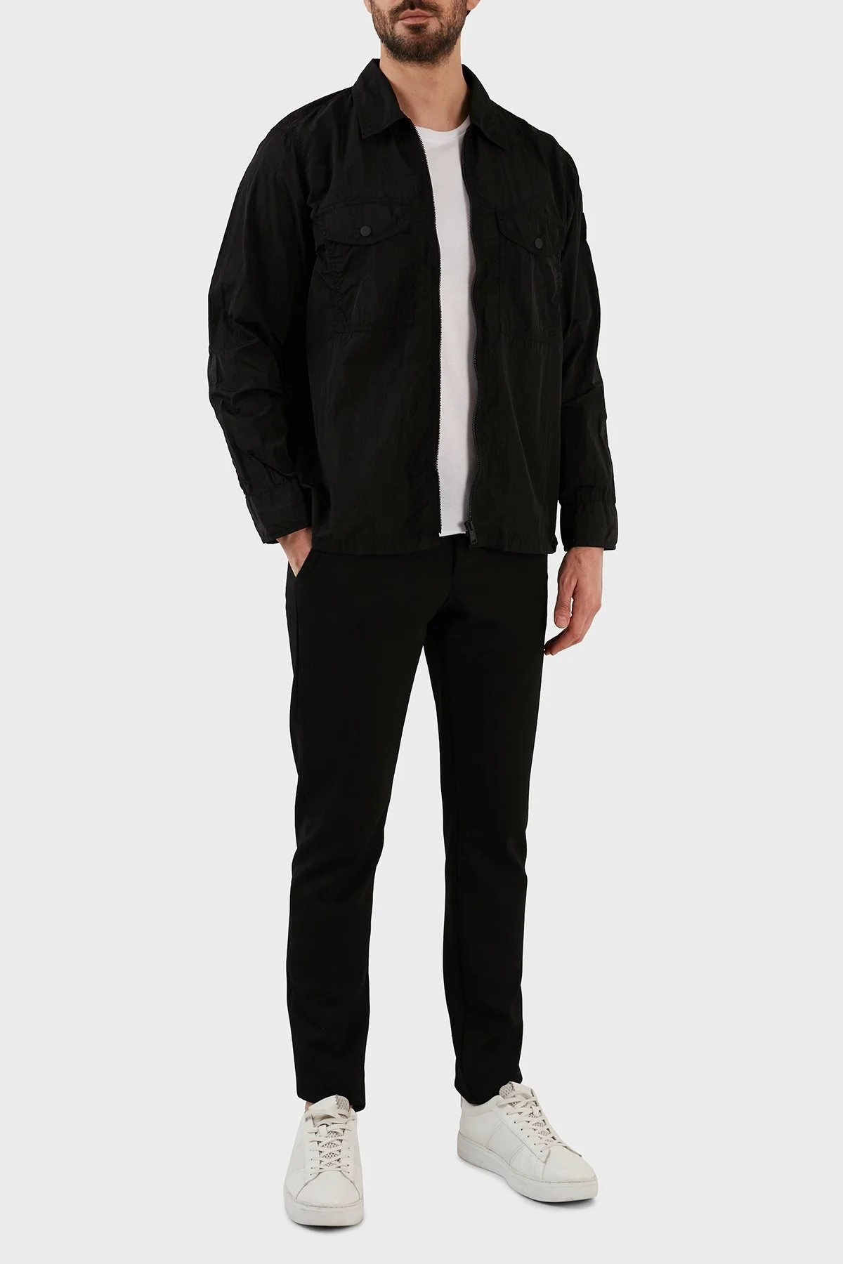 Boss Relaxed Fit Çift Cepli Fermuarlı Erkek Gömlek Ceket 50484624 001 SİYAH - 3
