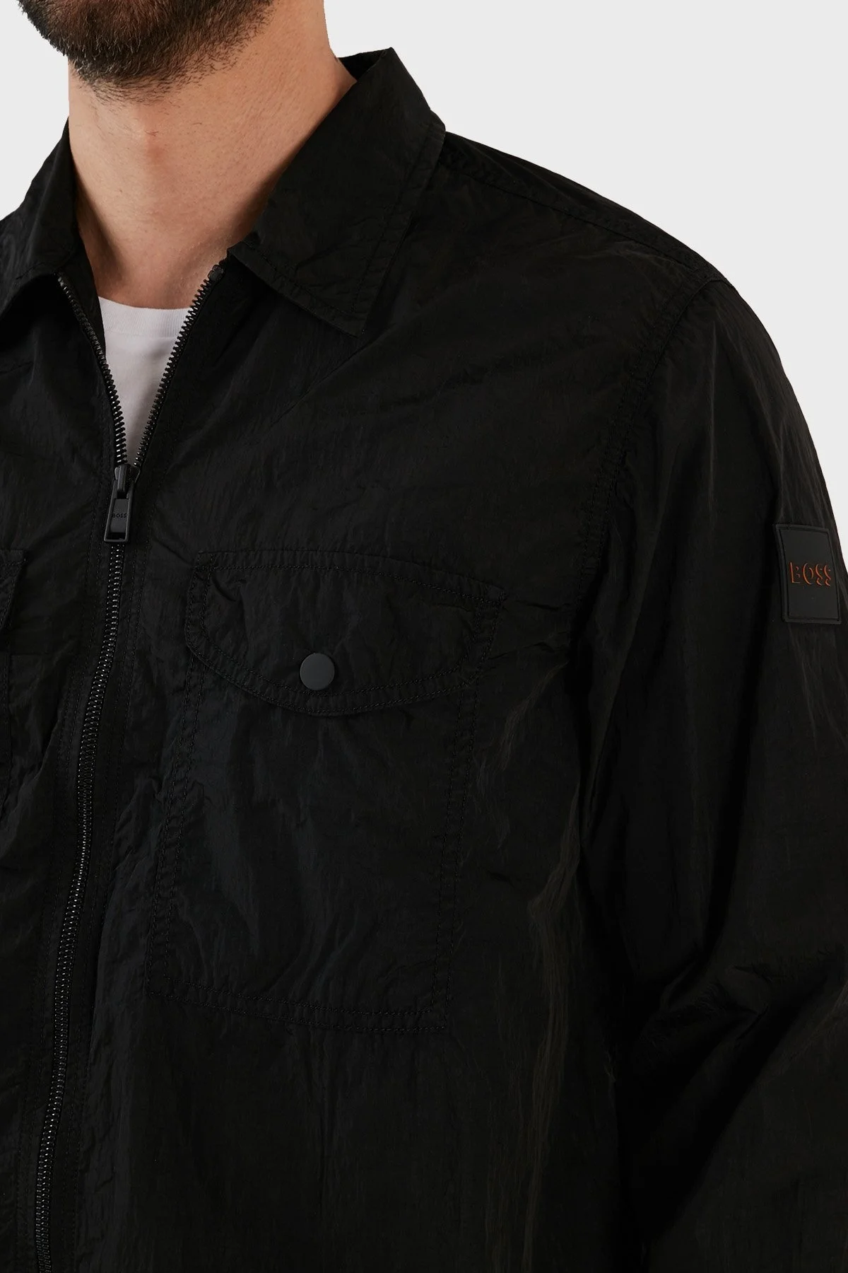 Boss Relaxed Fit Çift Cepli Fermuarlı Erkek Gömlek Ceket 50484624 001 SİYAH - 4