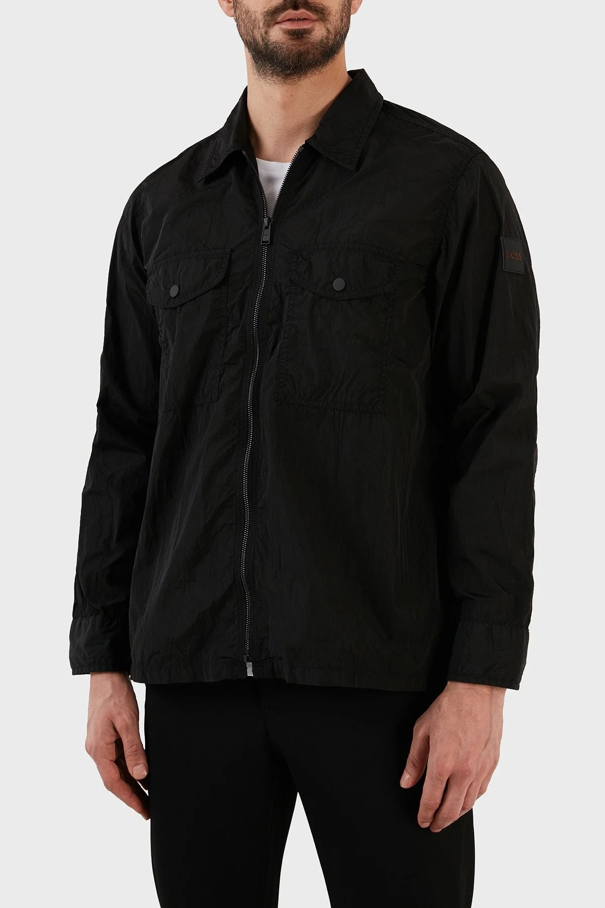 Boss Relaxed Fit Çift Cepli Fermuarlı Erkek Gömlek Ceket 50484624 001 SİYAH - 6