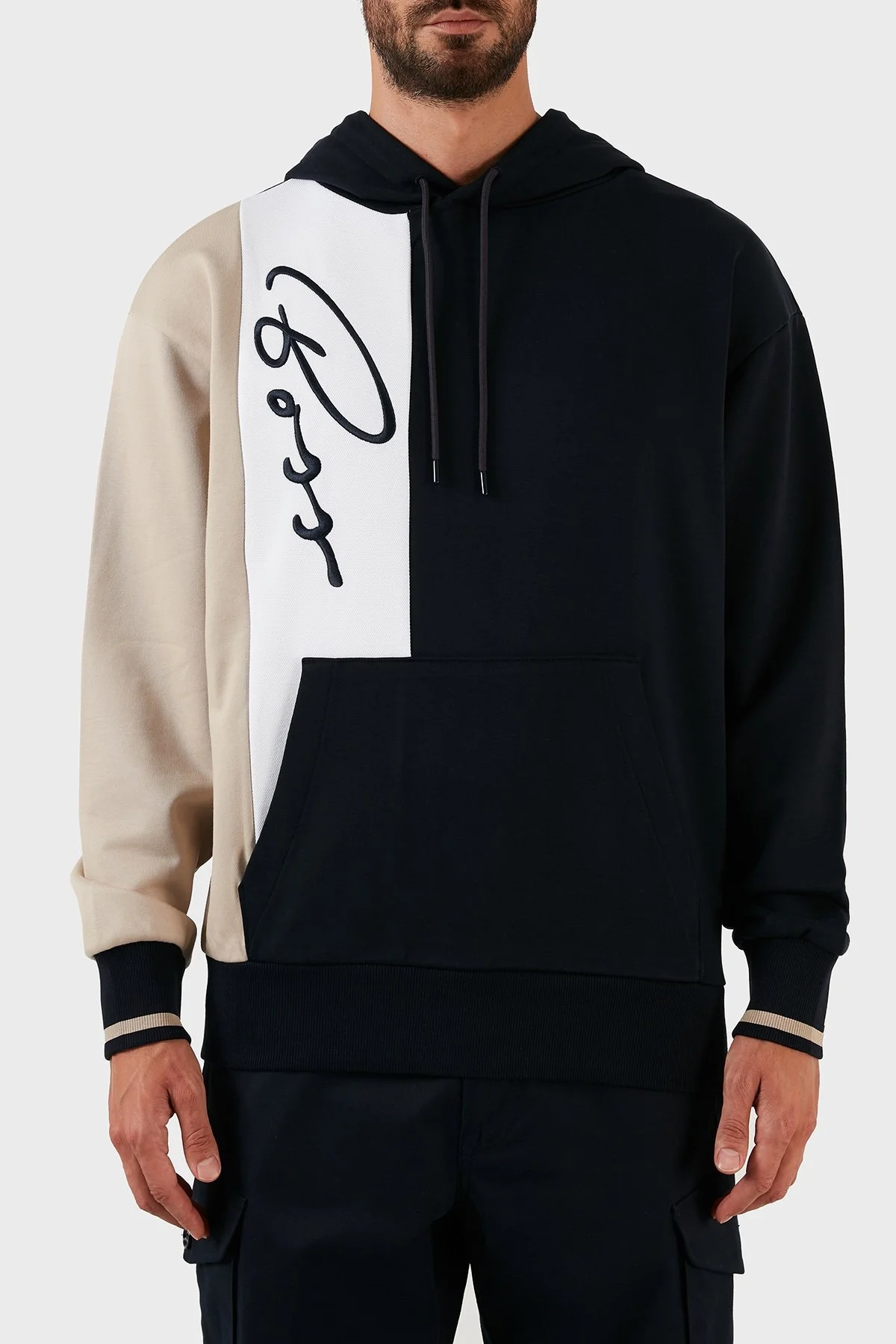 Boss Relaxed Fit Kapüşonlu Kanguru Cepli Pamuklu Erkek Sweat 50472027 404 LACİVERT - 1