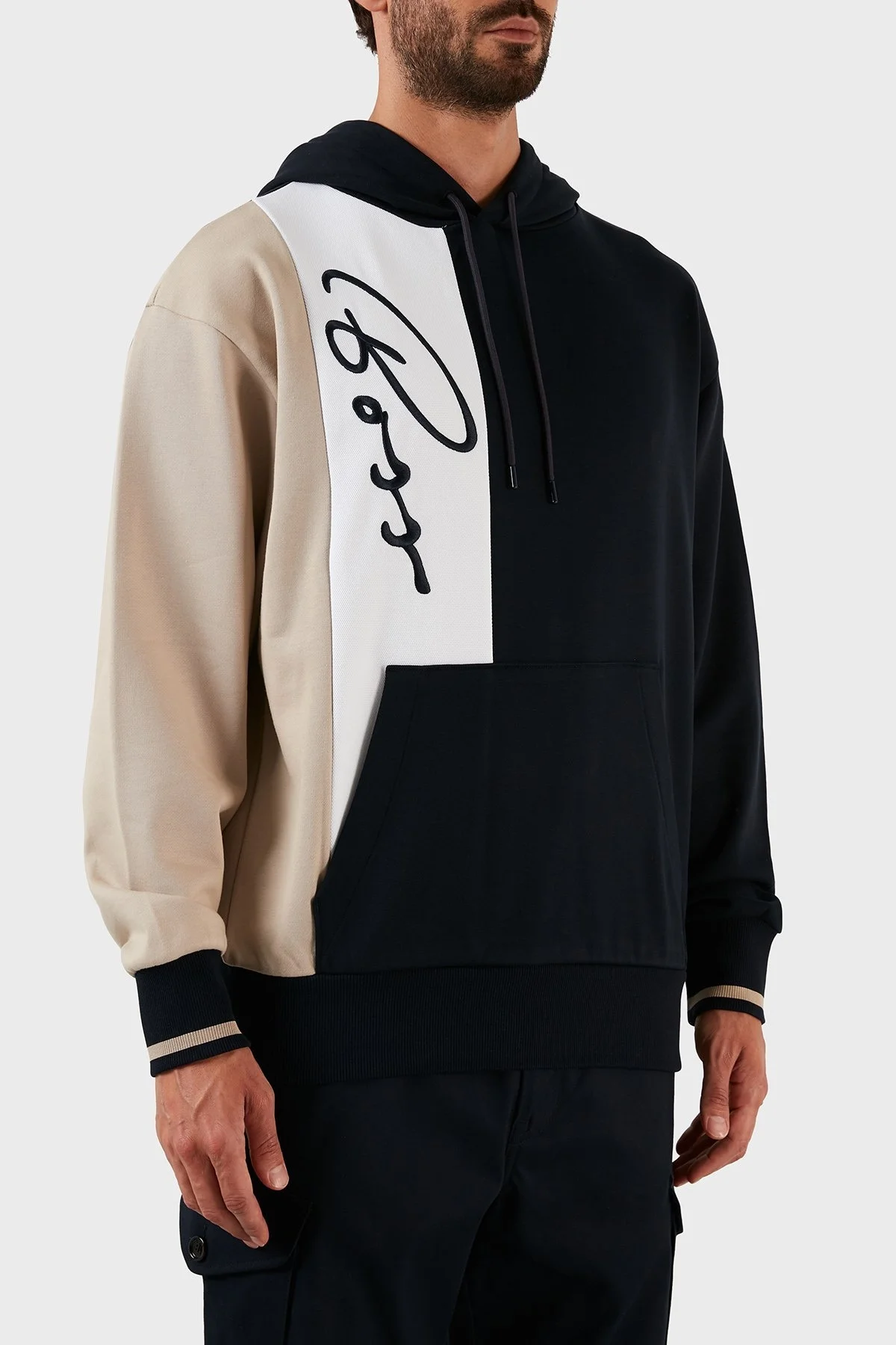 Boss Relaxed Fit Kapüşonlu Kanguru Cepli Pamuklu Erkek Sweat 50472027 404 LACİVERT - 4