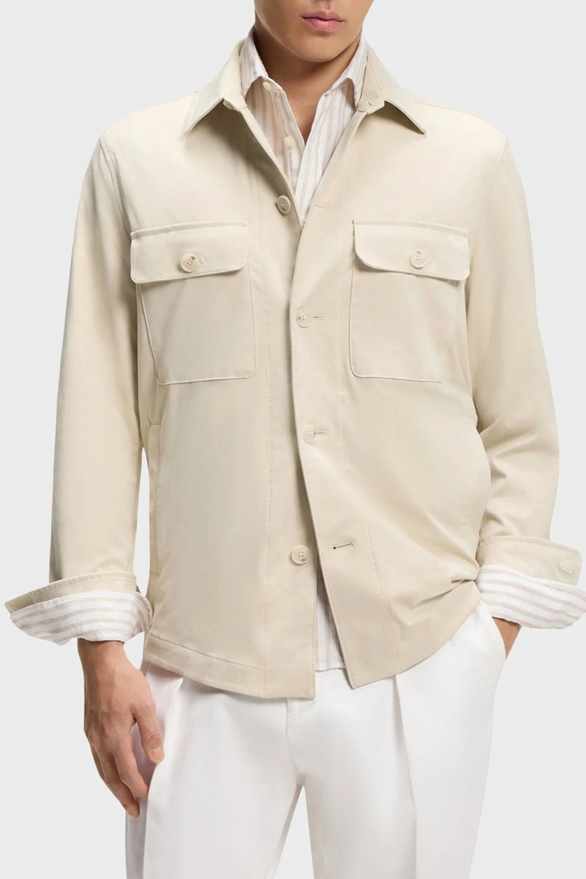 Boss Relaxed Fit Klasik Yaka Uzun Kollu Erkek Gömlek 50544483 118 BEJ - 1