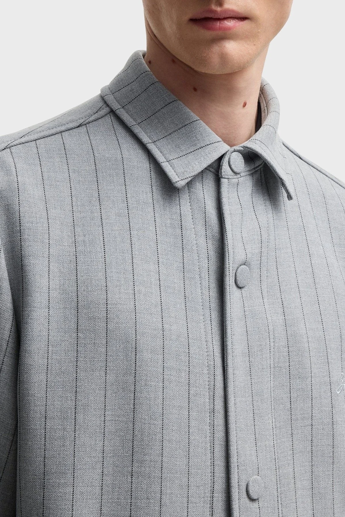 Boss Relaxed Fit Logolu Çizgili Erkek Ceket 50534987 030 GRİ - 4