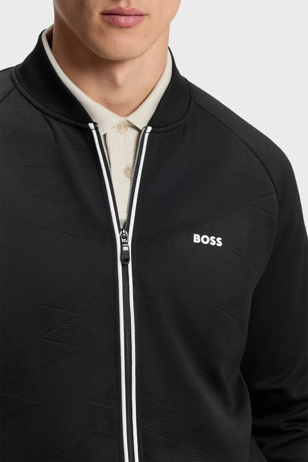 Boss Relaxed Fit Logolu Kolej Yaka Fermuarlı Erkek Sweat 50566825 001 Siyah - 4