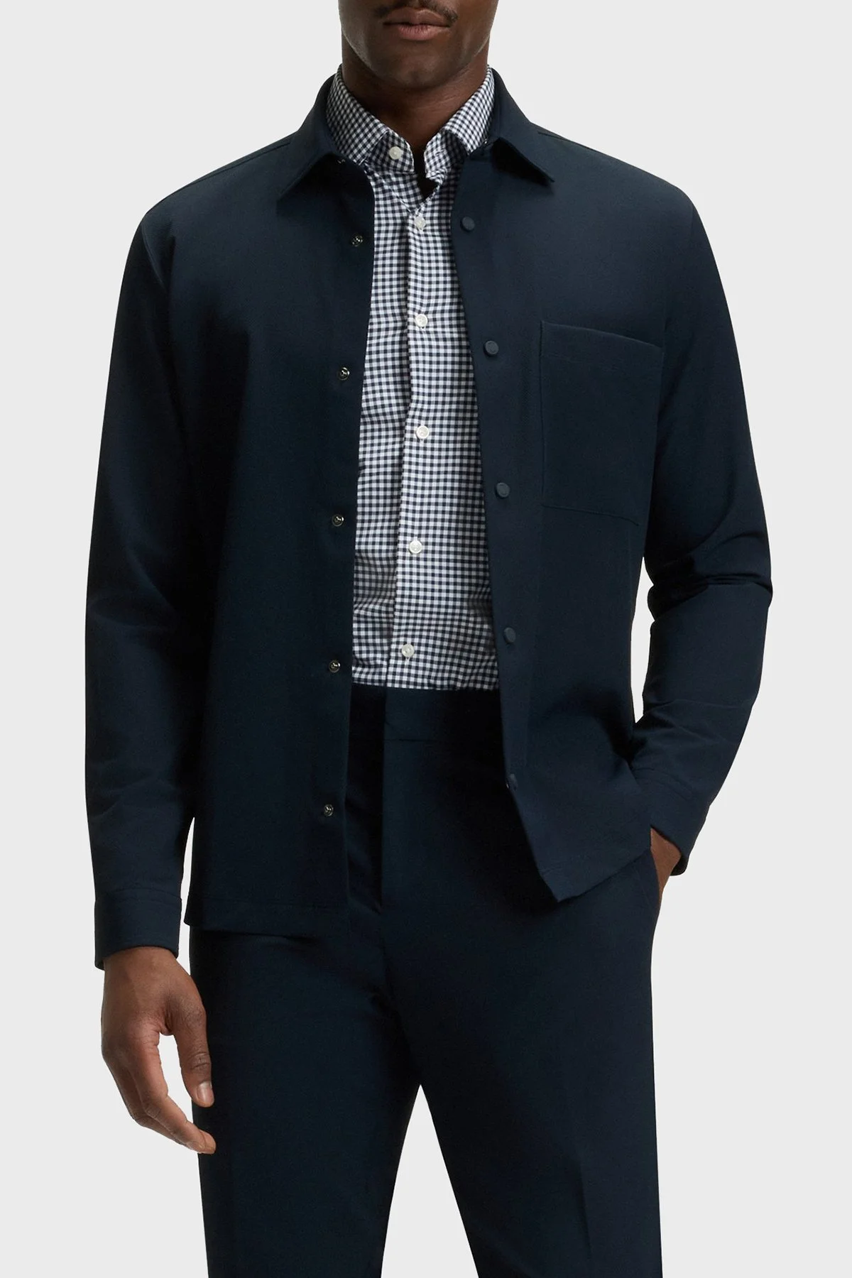 Boss Relaxed Fit Yaka Göğüs Cepli Uzun Kollu Erkek Gömlek 50545325 404 LACİVERT - 1