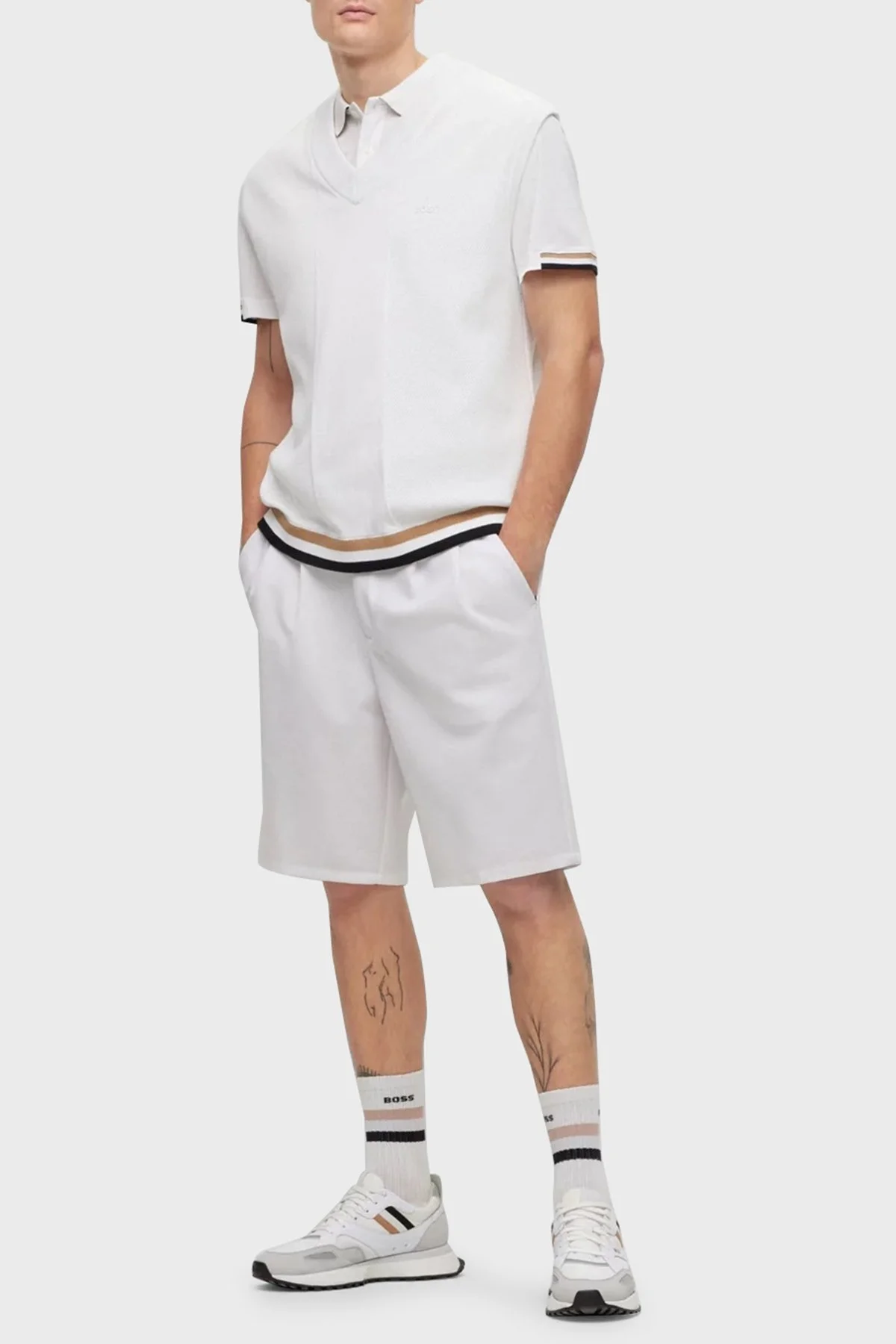 Boss Relaxed Fit Yüksek Bel Cepli Erkek Short 50487567 100 BEYAZ - 2