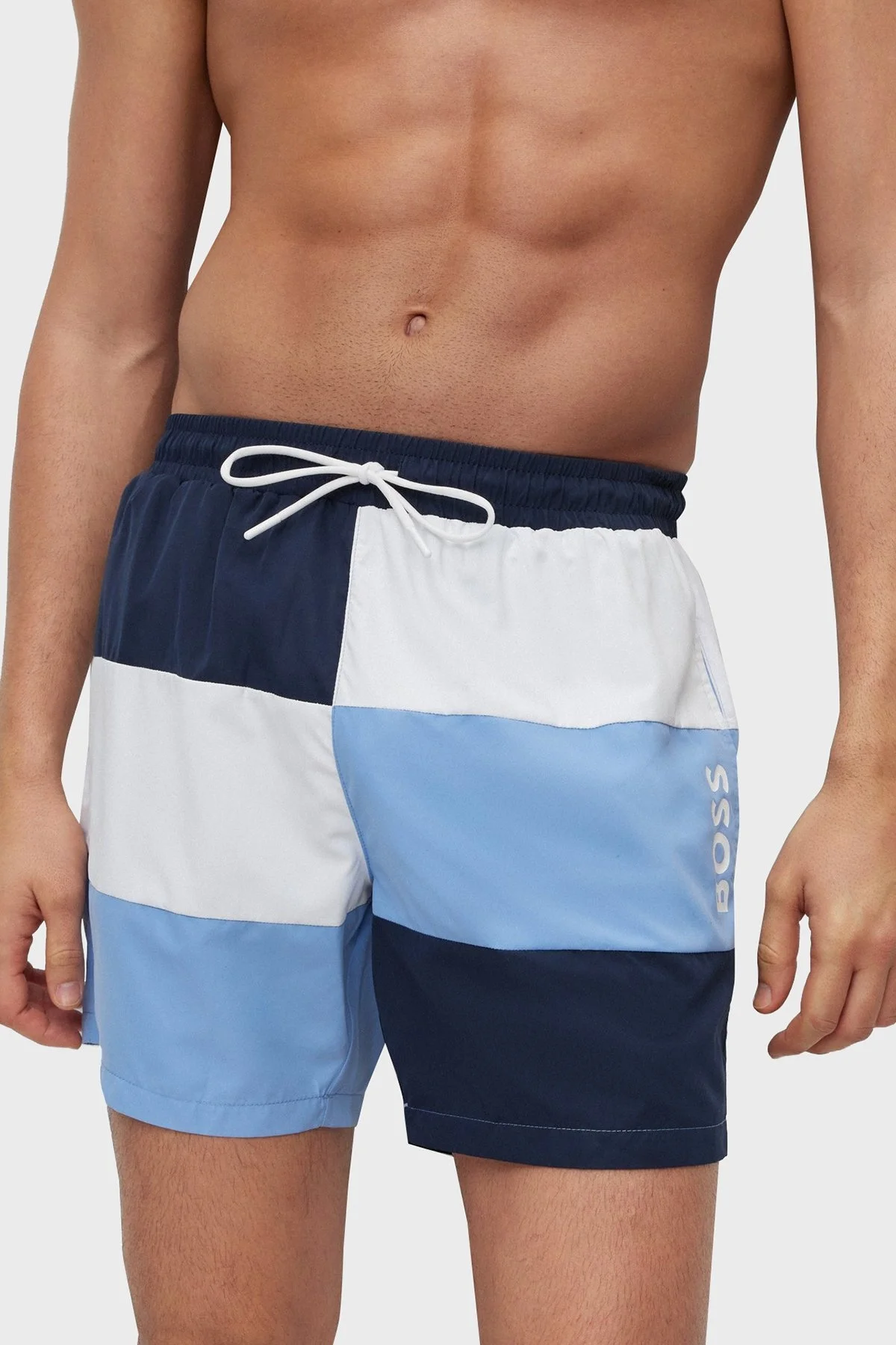 Boss Renk Bloklu Deniz Şortu Hızlı Kuruyan Erkek Mayo Short 50491592 404 LACİVERT - 2