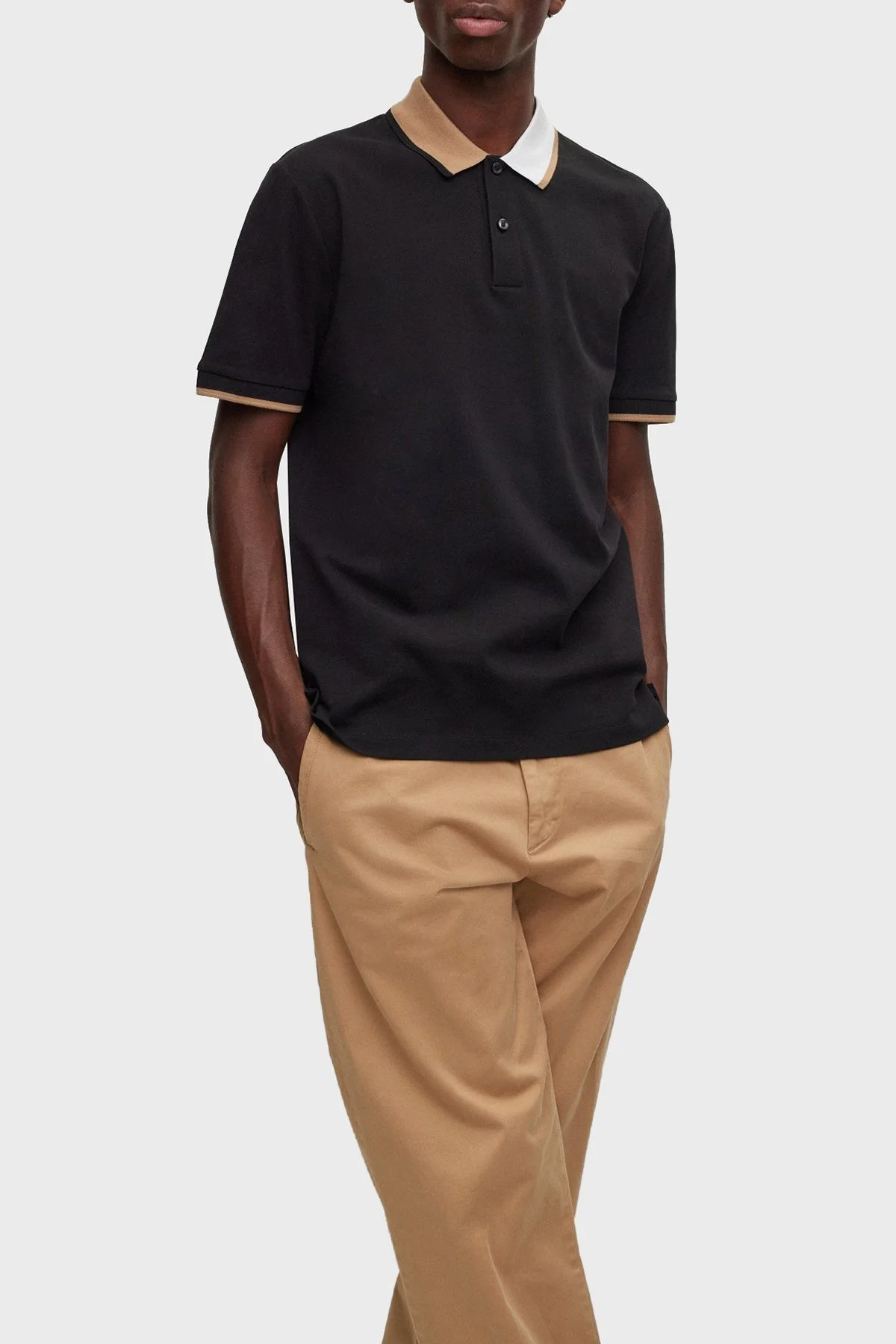 Boss Renk Bloklu Pamuklu Regular Fit Düğmeli Erkek Polo T Shirt 50488275 001 SİYAH - 1