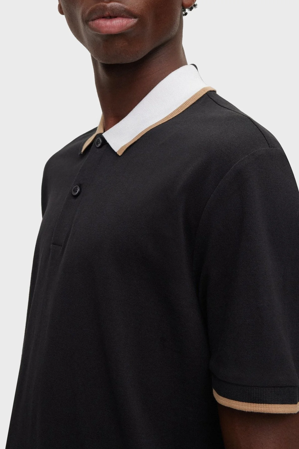 Boss Renk Bloklu Pamuklu Regular Fit Düğmeli Erkek Polo T Shirt 50488275 001 SİYAH - 4