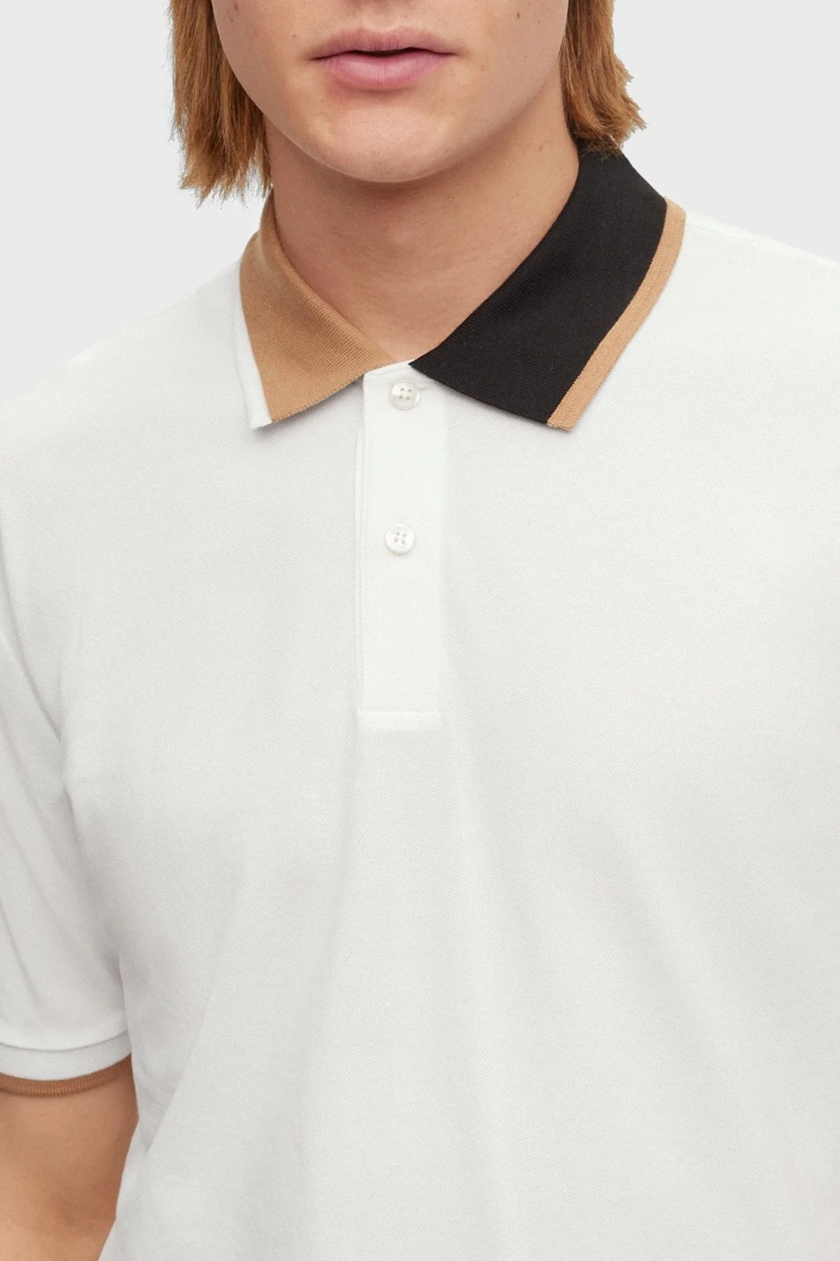 Boss Renk Bloklu Pamuklu Regular Fit Düğmeli Erkek Polo T Shirt 50488275 100 BEYAZ - 9